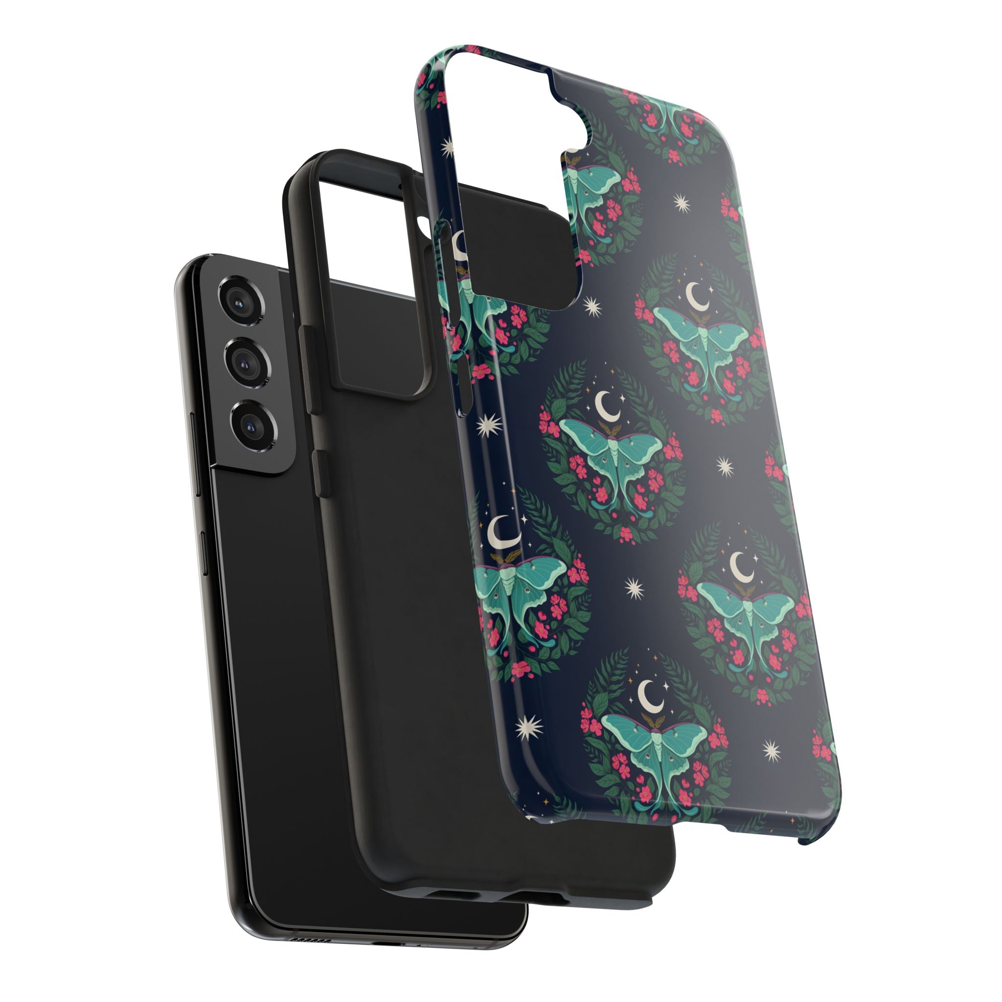 Moon Moth Tough Phone Case — Botanical Nightscape Protective Cover