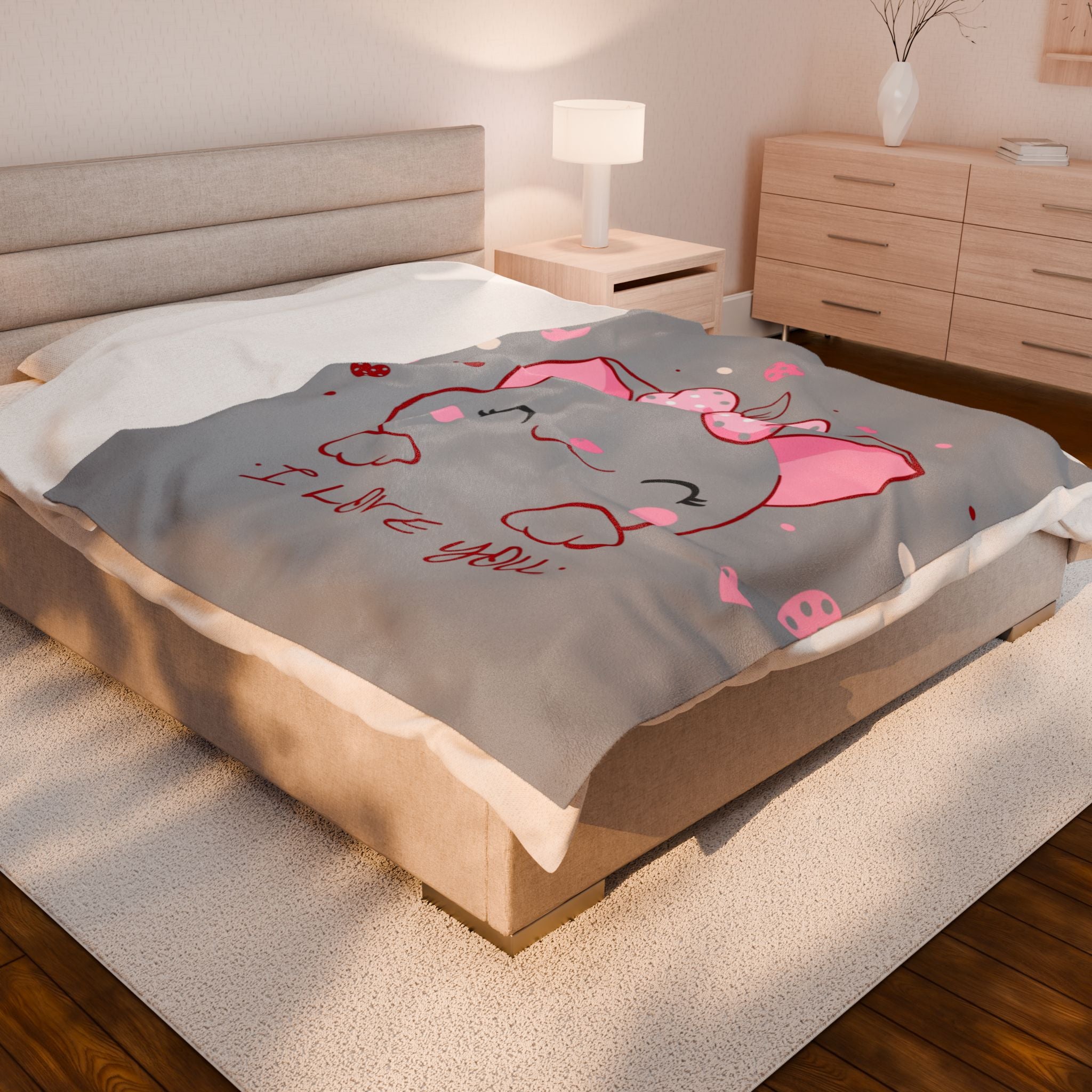 Kitty Love Velveteen Plush Blanket