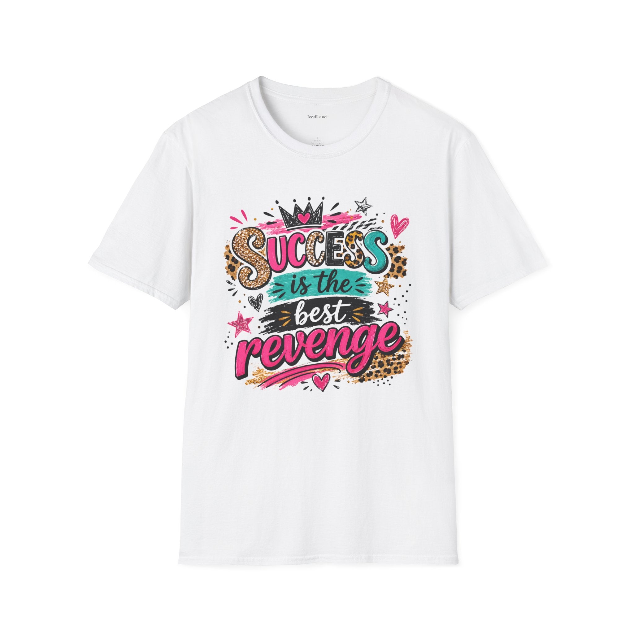 Success Is The Best Revenge T-Shirt — Leopard Print Graphic Tee, Motivational Gift