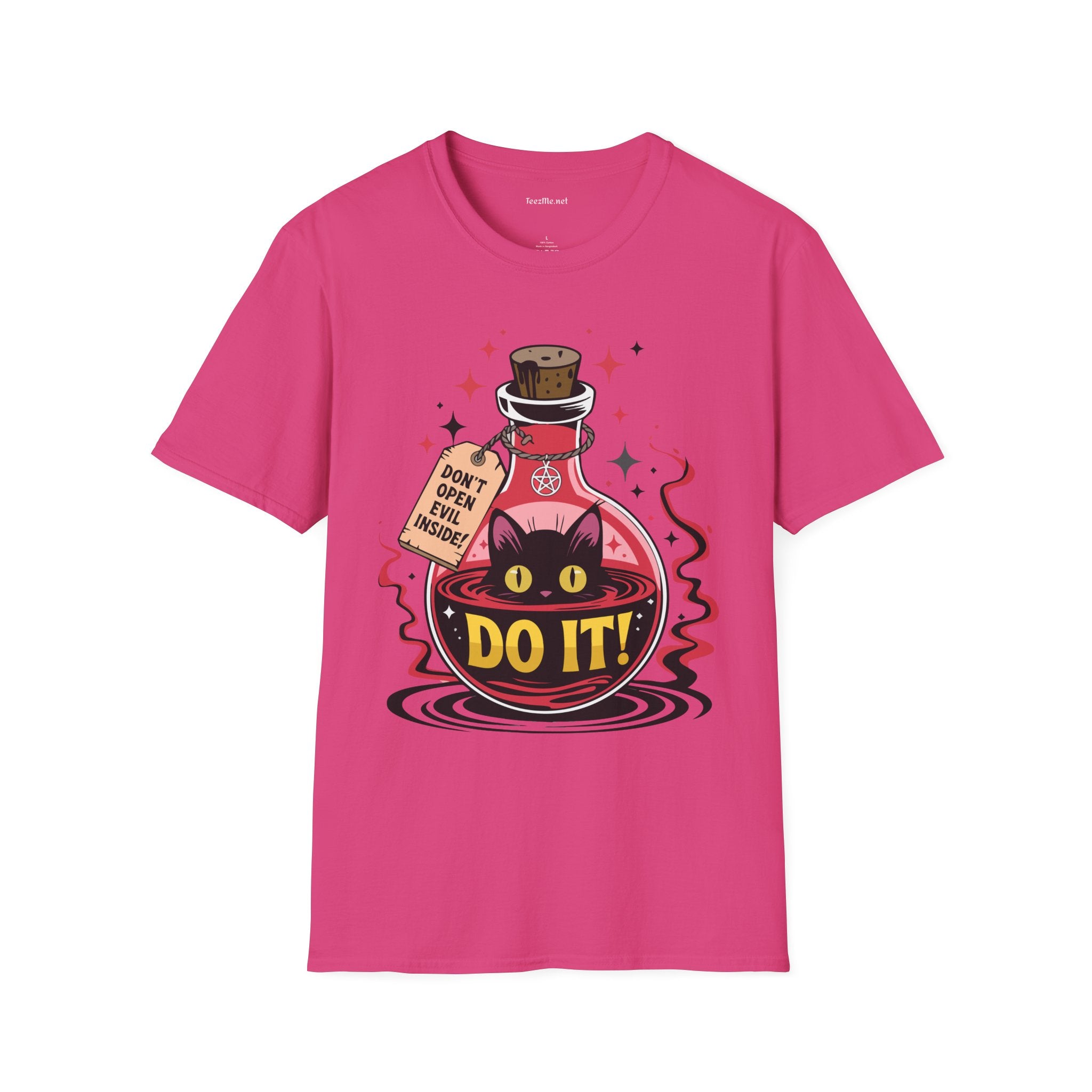 Evil Cat Inside Unisex Softstyle T-Shirt 100% Cotton Graphic