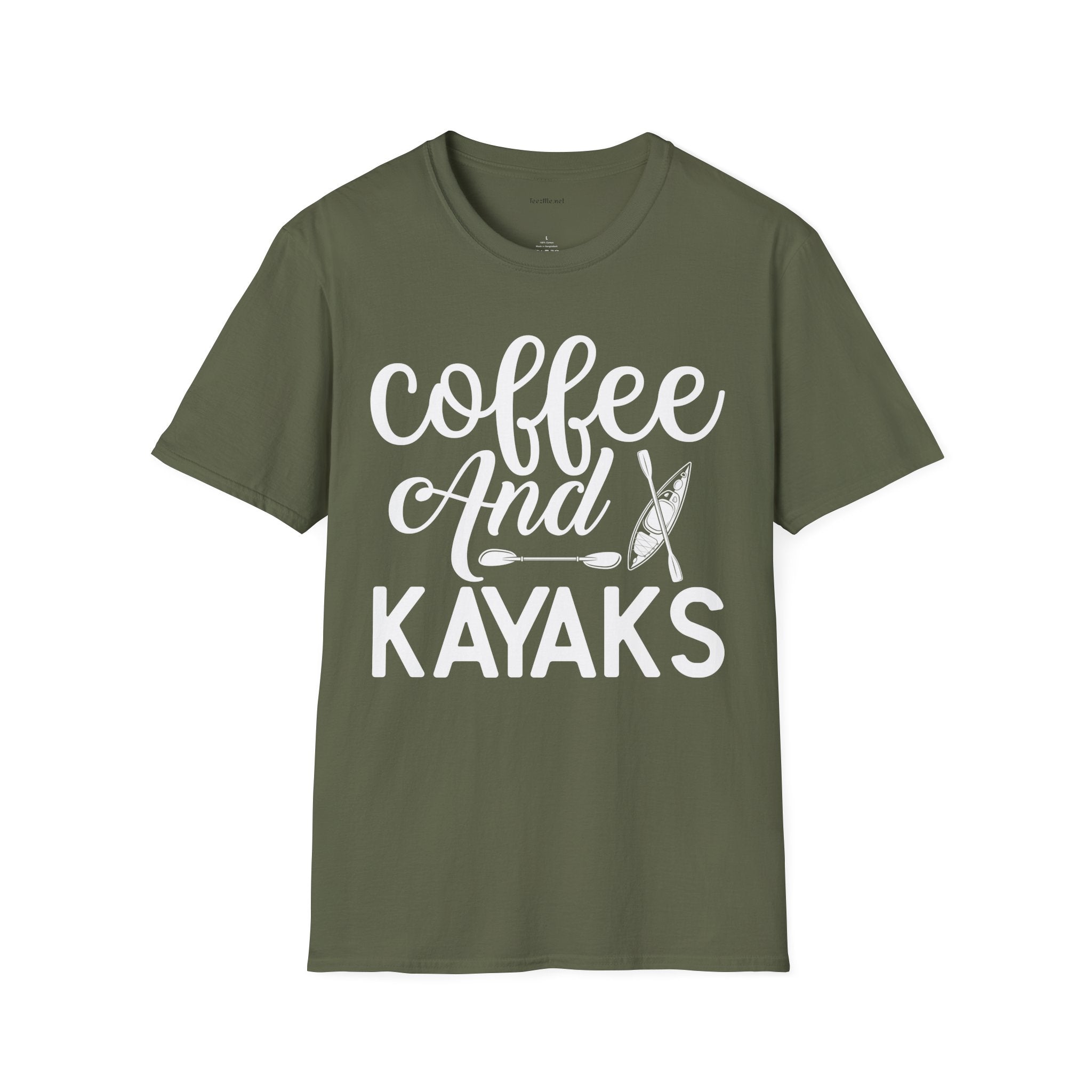 Coffee and Kayaks - Unisex Softstyle T-Shirt 100% Cotton Graphic