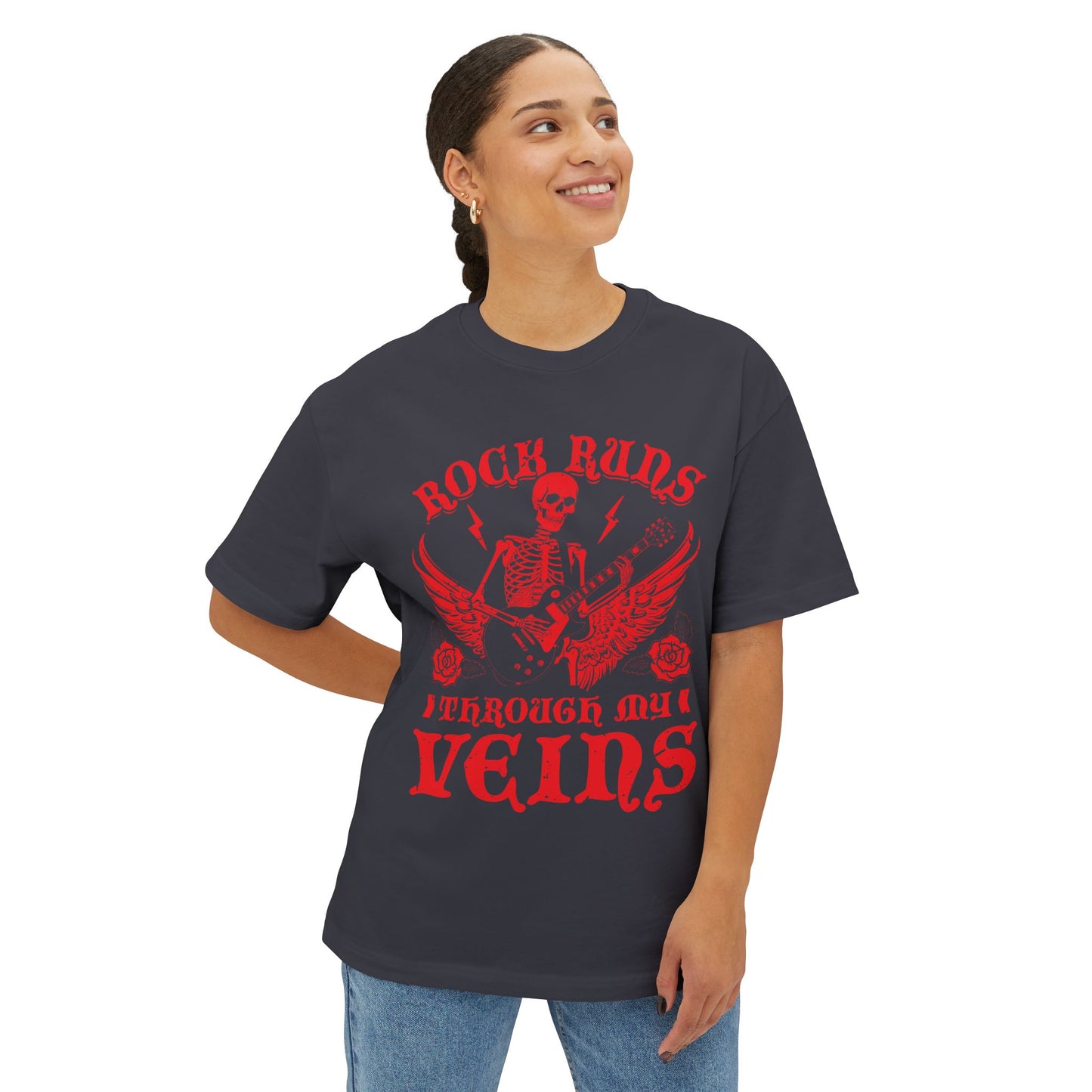 Rock Runs Through My Veins Unisex Oversized Boxy Tee
