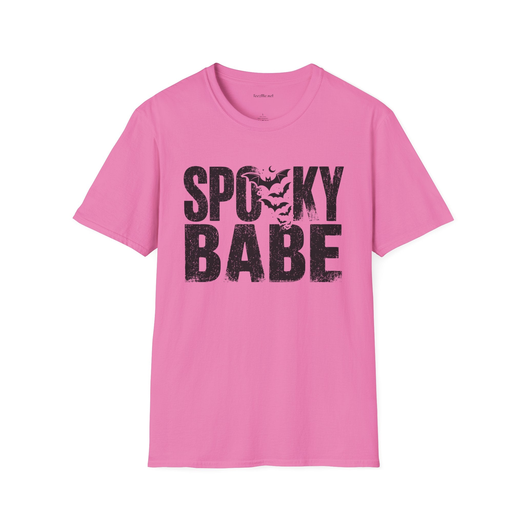 Spooky Babe Halloween T-Shirt — Orange Graphic Tee with Bats