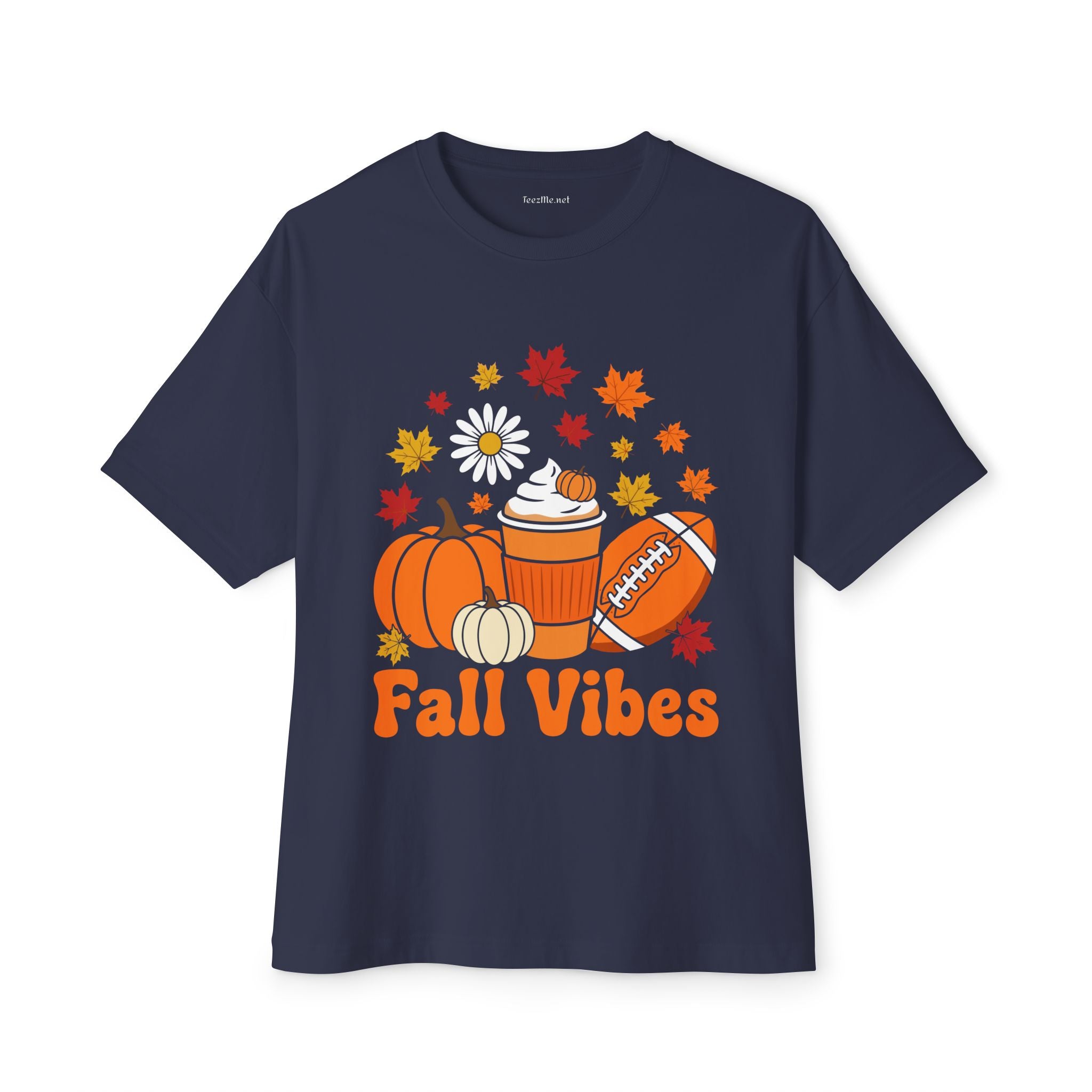 Fall Vibes Tee — Pumpkin Coffee & Football Autumn T-Shirt