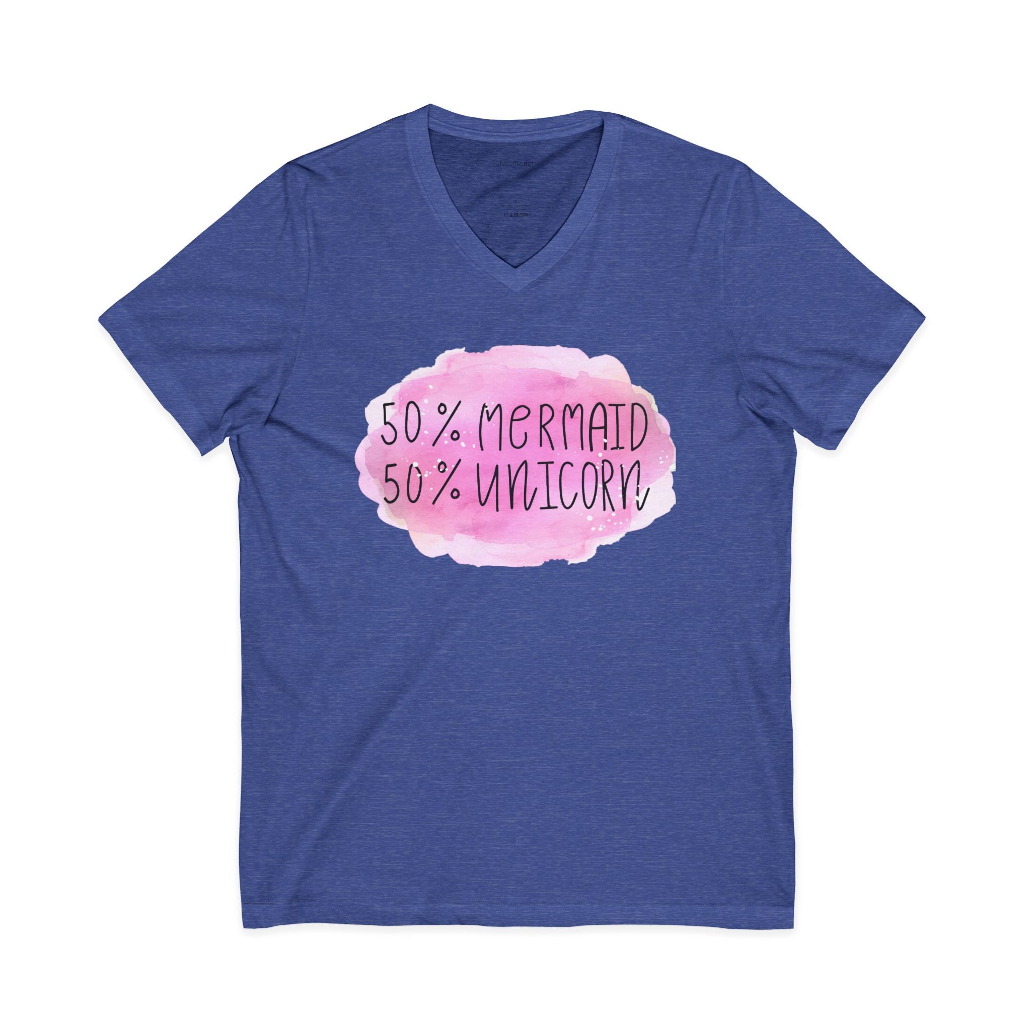 50% Mermaid 50% Unicorn - Unisex Jersey Short Sleeve V-Neck Tee