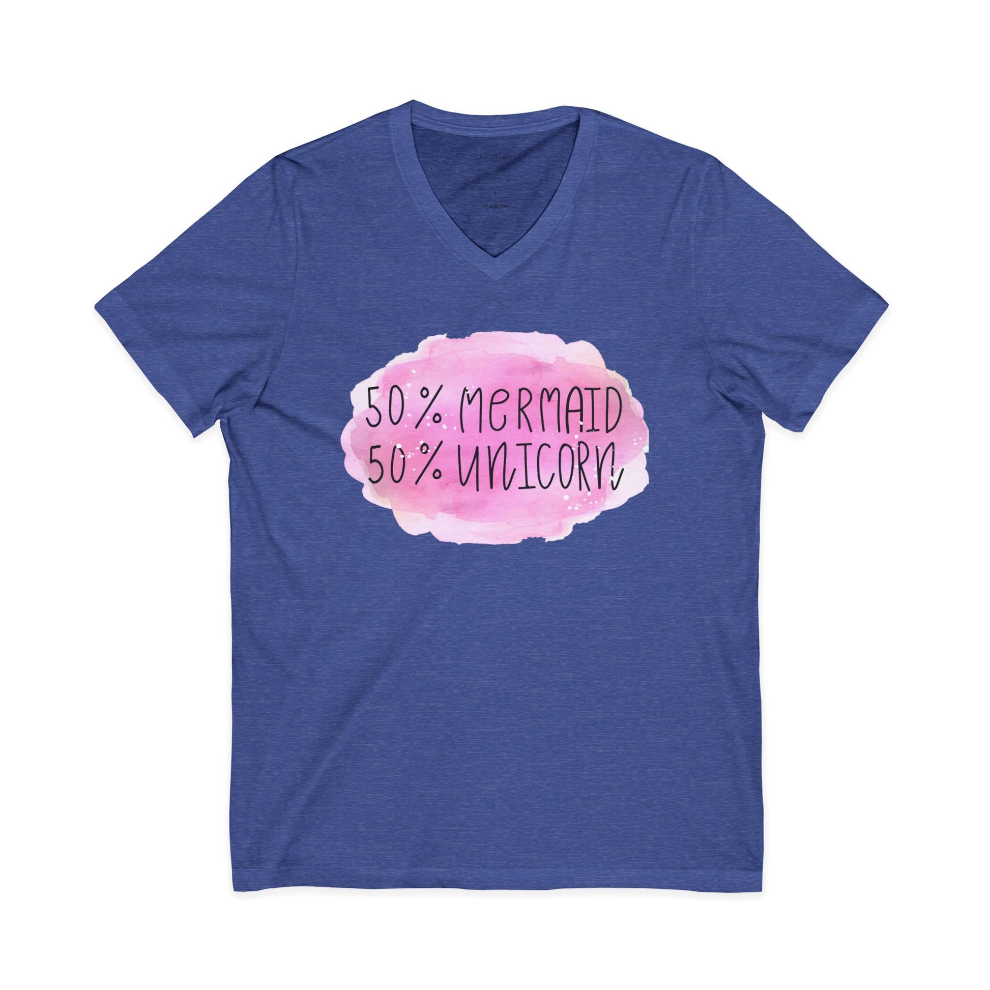 50% Mermaid 50% Unicorn - Unisex Jersey Short Sleeve V-Neck Tee