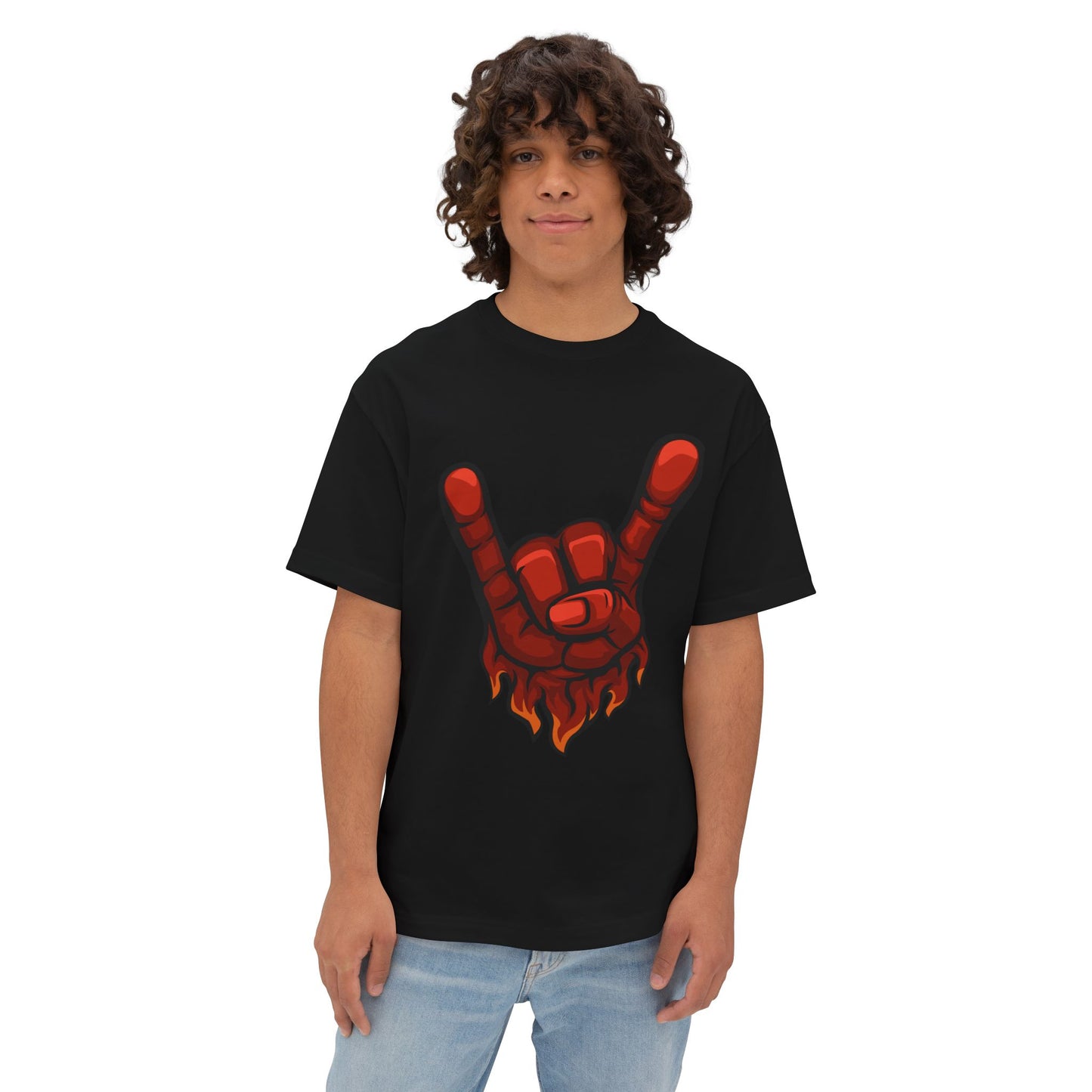 Metal Music Gesture Unisex Oversized Boxy Tee