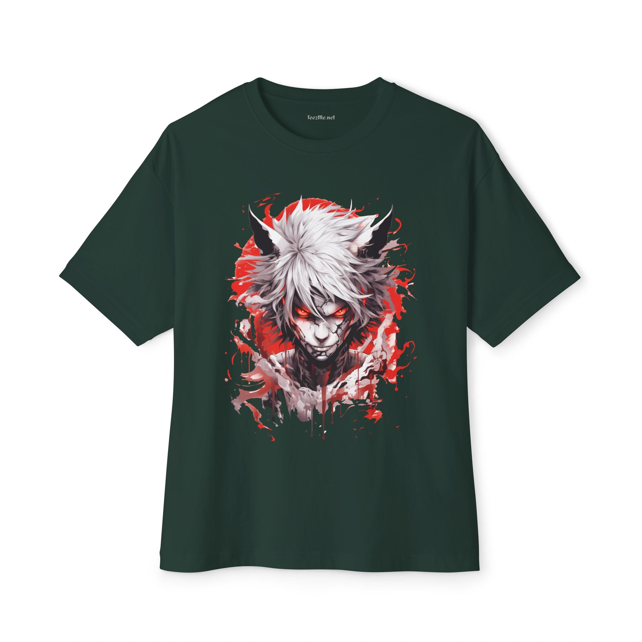 Anime Demon Mask T-Shirt — Red & White Dark Fantasy Graphic Tee