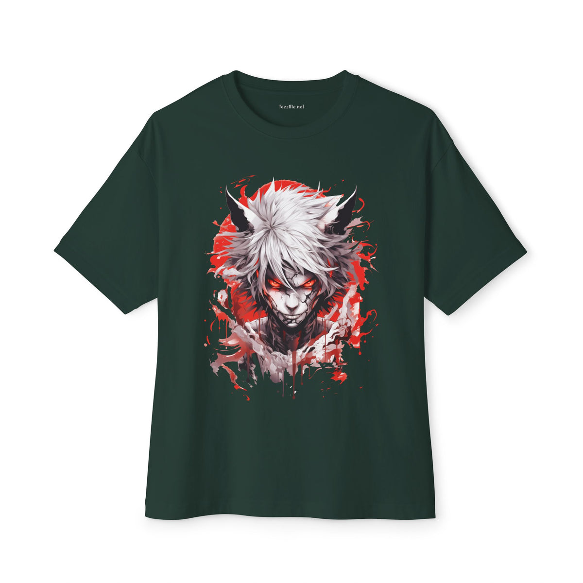 Anime Demon Mask T-Shirt — Red & White Dark Fantasy Graphic Tee