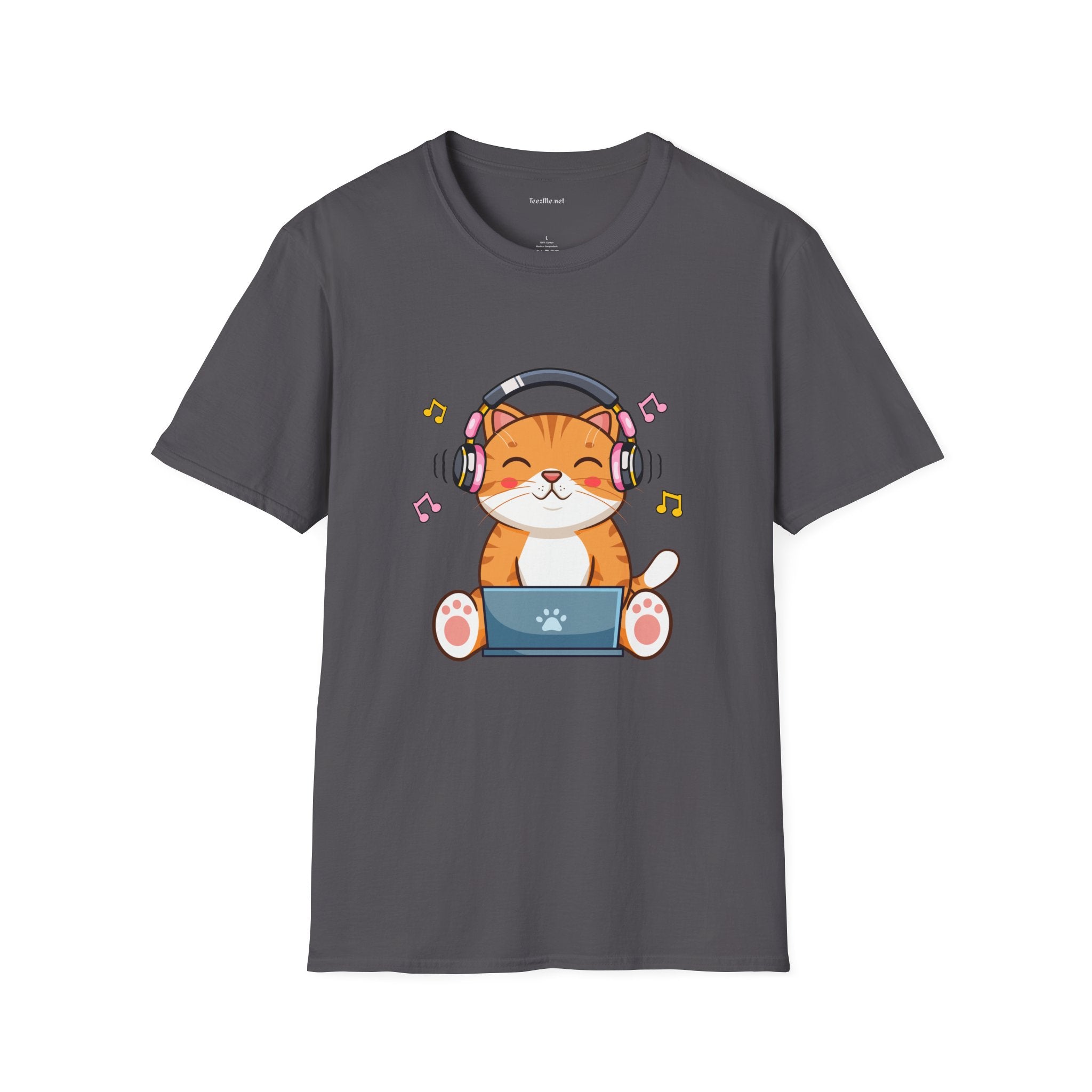 Cat with Headphones T-Shirt — Cute Music Kitty Tee
