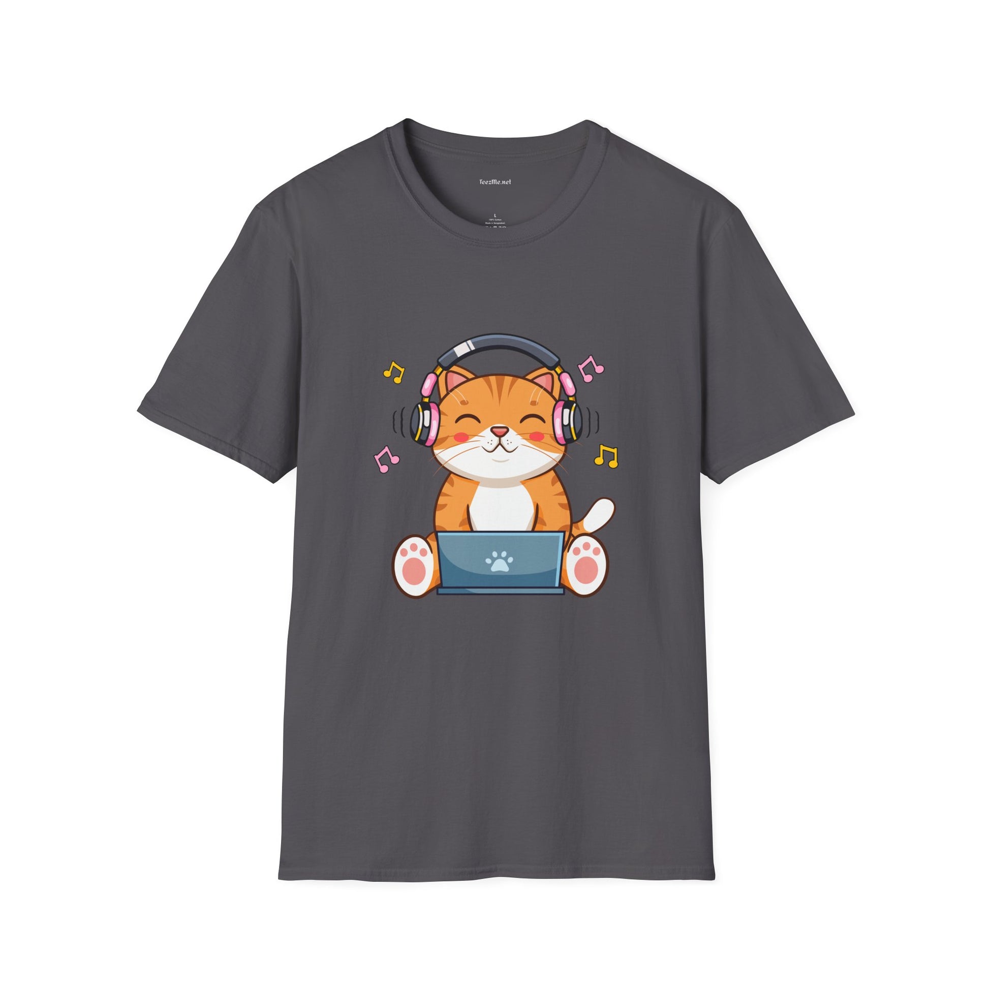 Cat with Headphones T-Shirt — Cute Music Kitty Tee