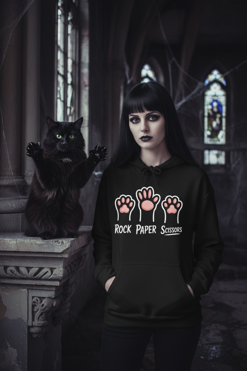 Rock Paper Scissors Cat Unisex Heavy Blend™ Hooded Sweatshirt