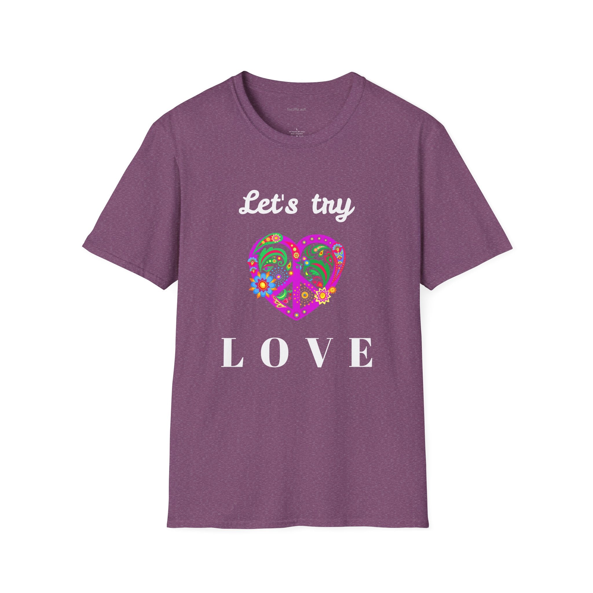 Let's Try Love - Unisex Softstyle T-Shirt 100% Cotton Graphic