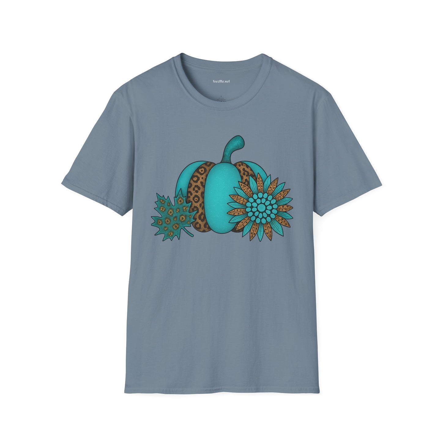 Turquoise Pumpkin Unisex Softstyle T-Shirt 100% Cotton