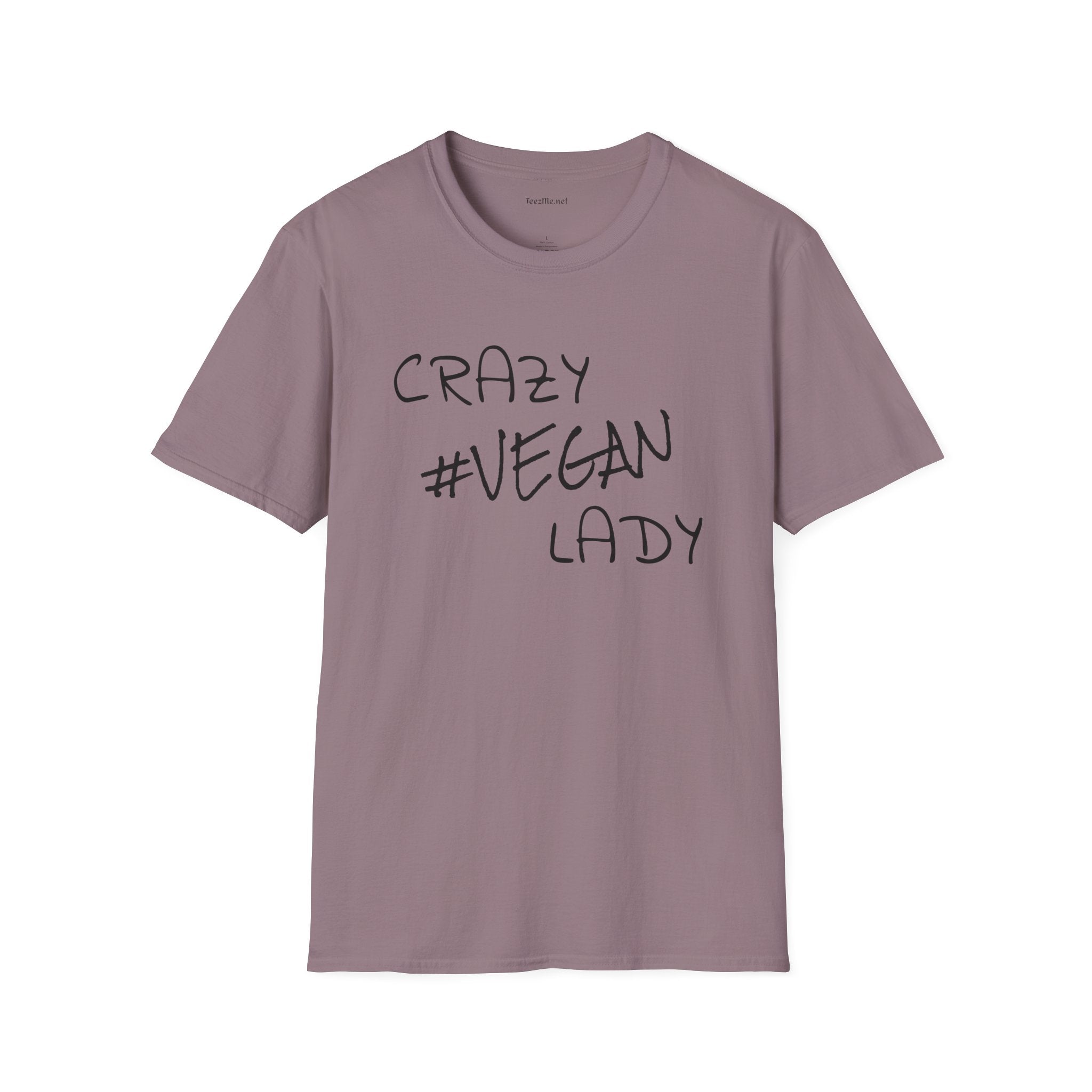 Crazy #Vegan Lady Unisex Softstyle T-Shirt 100% Cotton Graphic