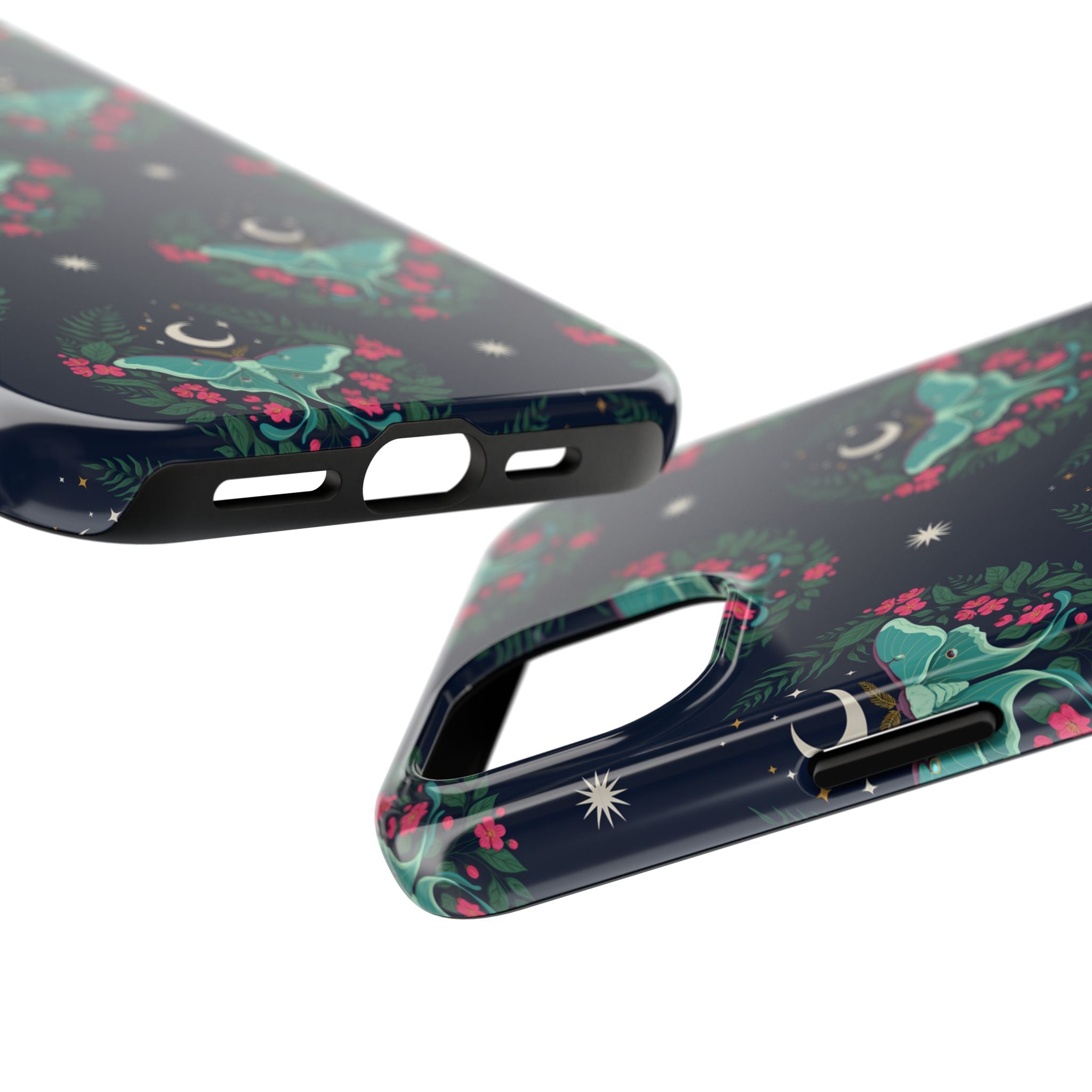 Moon Moth Tough Phone Case — Botanical Nightscape Protective Cover