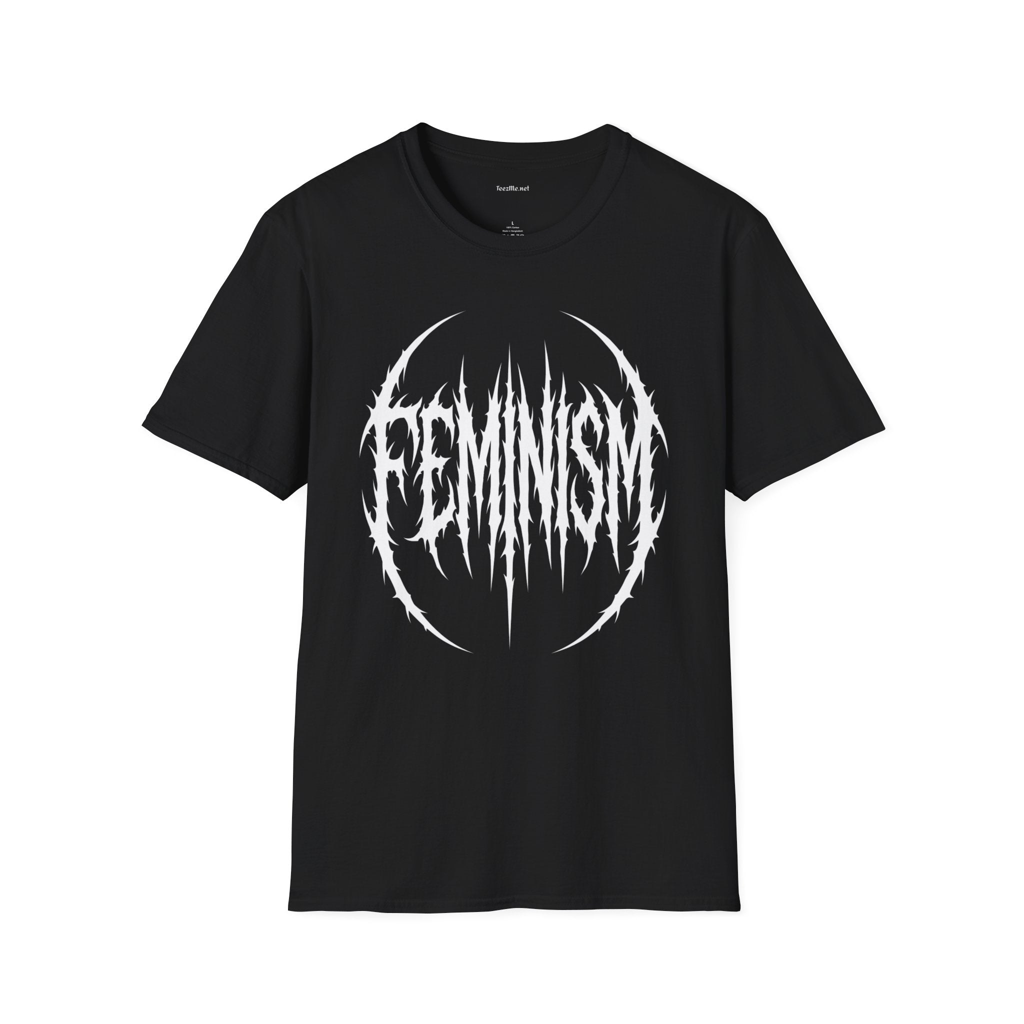 Feminism Black Metal Logo T-Shirt — Gothic Feminist Statement Tee