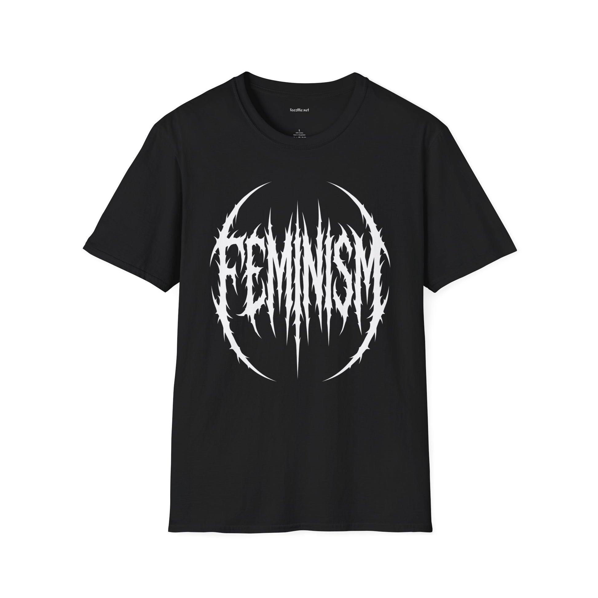 Feminism Black Metal Logo T-Shirt — Gothic Feminist Statement Tee