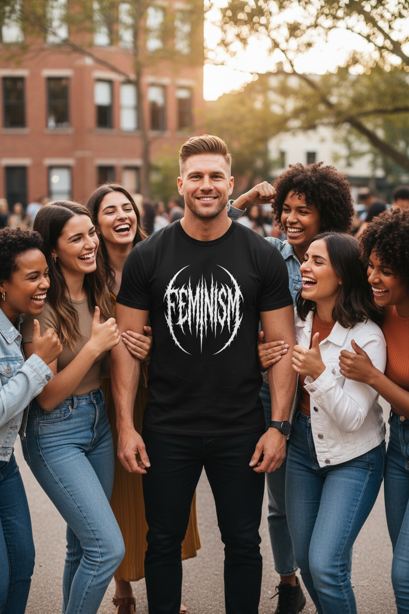 Feminism Black Metal Logo T-Shirt — Gothic Feminist Statement Tee
