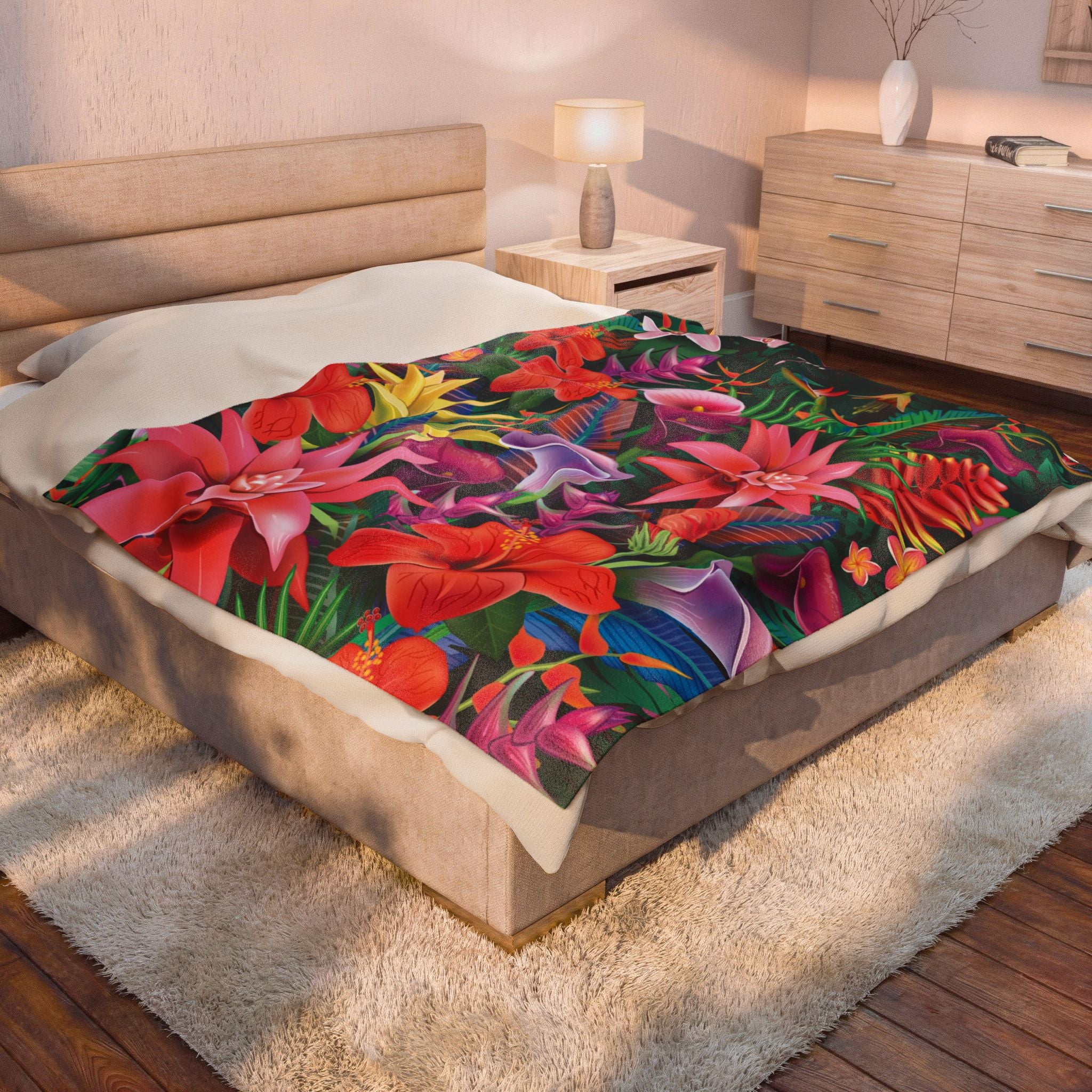 Tropical Dreams Velveteen Plush Blanket