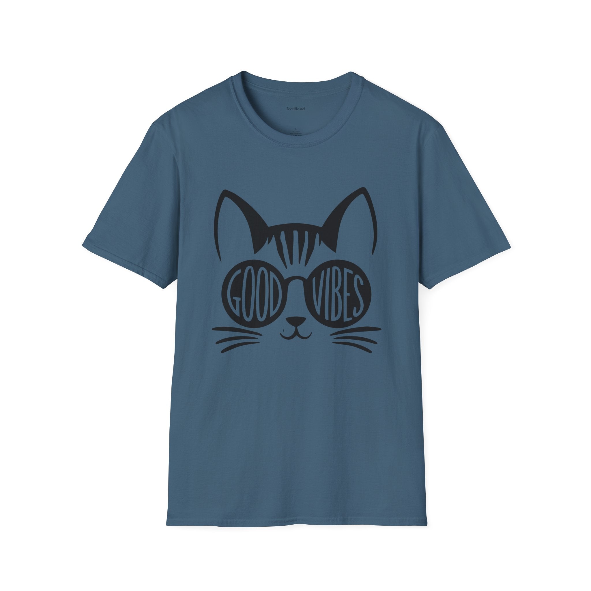 Good Vibes Cat Glasses 01 Unisex Softstyle T-Shirt 100% Cotton Graphic