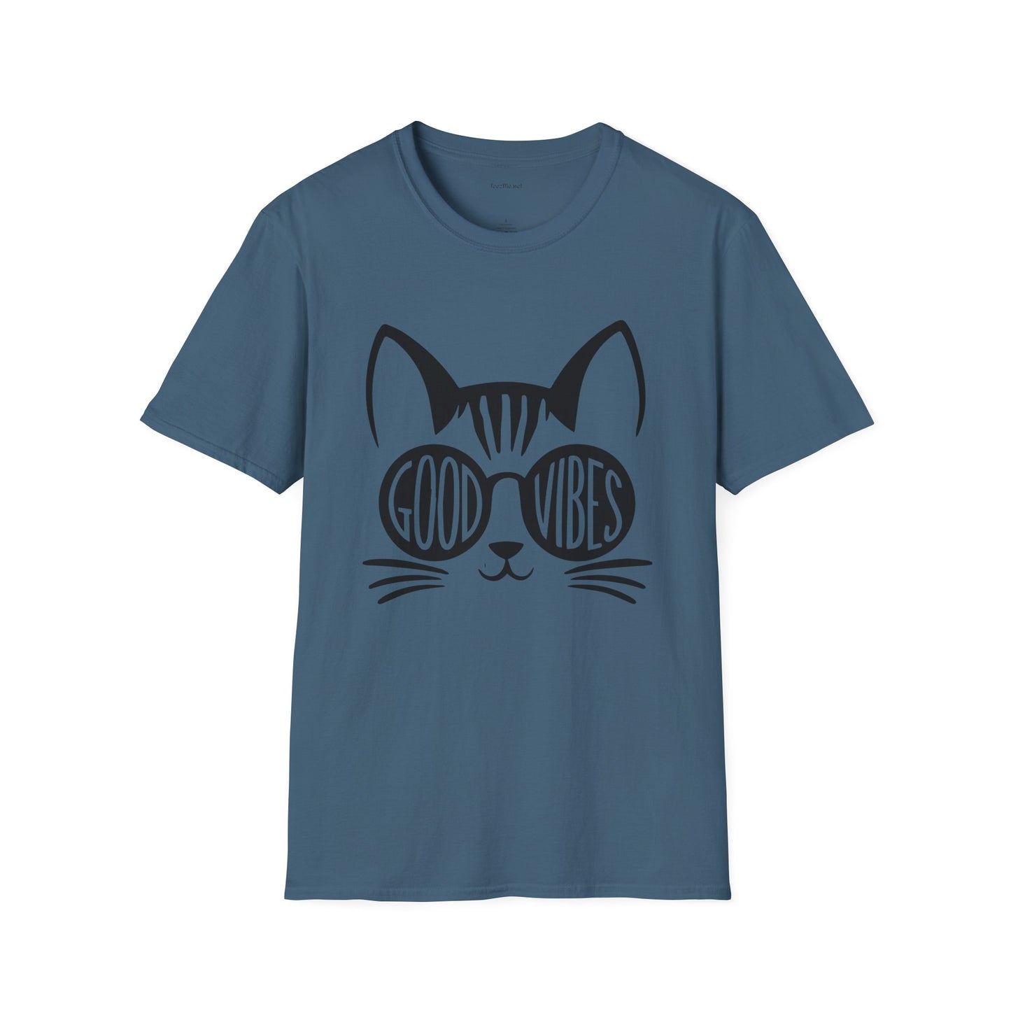 Good Vibes Cat Glasses 01 Unisex Softstyle T-Shirt 100% Cotton Graphic
