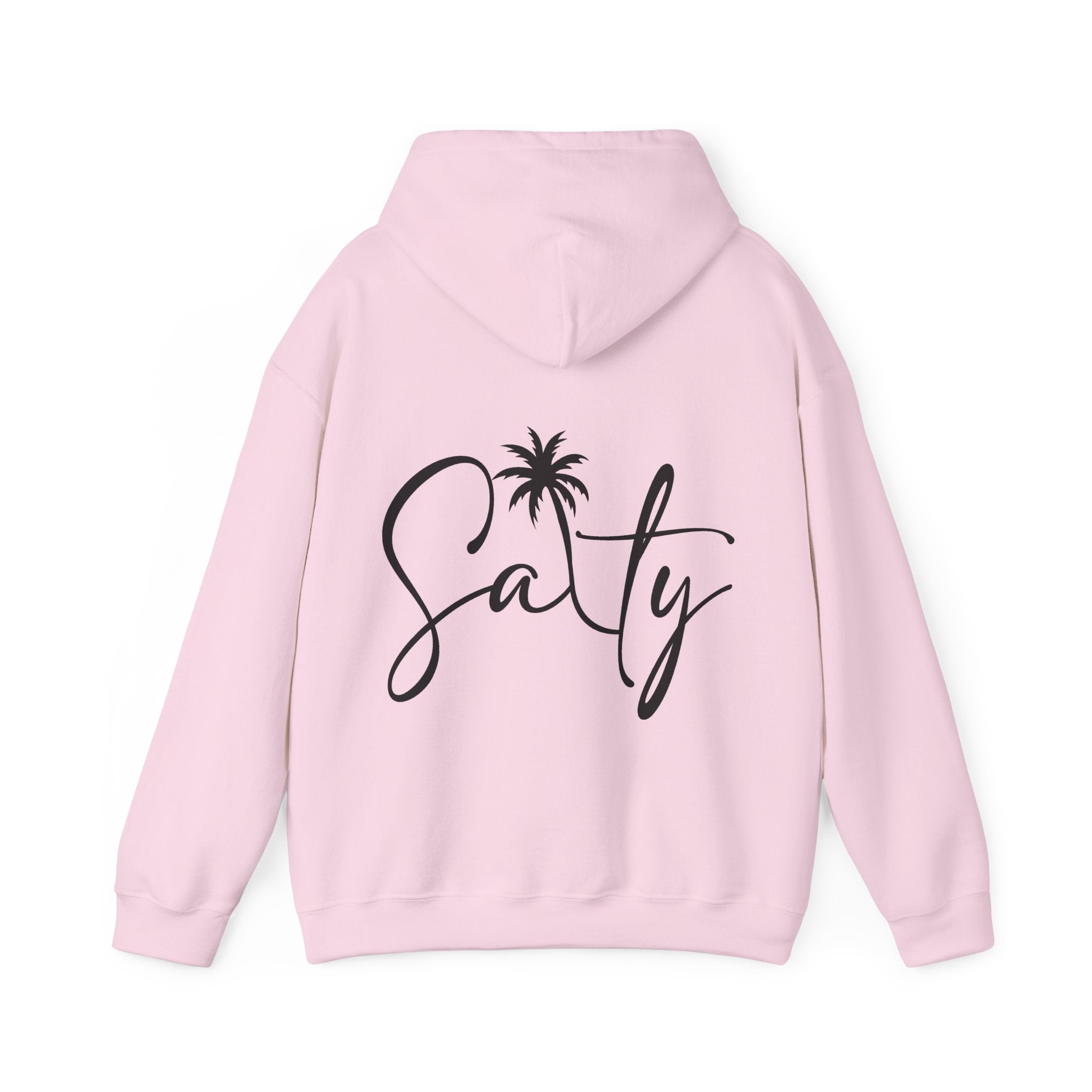 Salty Palm Hoodie — Coastal Script Beach Sweatshirt