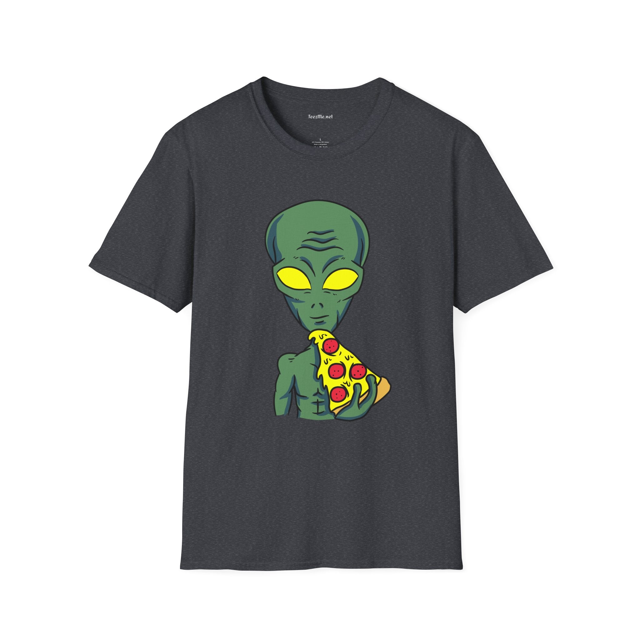 Alien Eating Pizza  Unisex Softstyle T-Shirt 100% Cotton Graphic