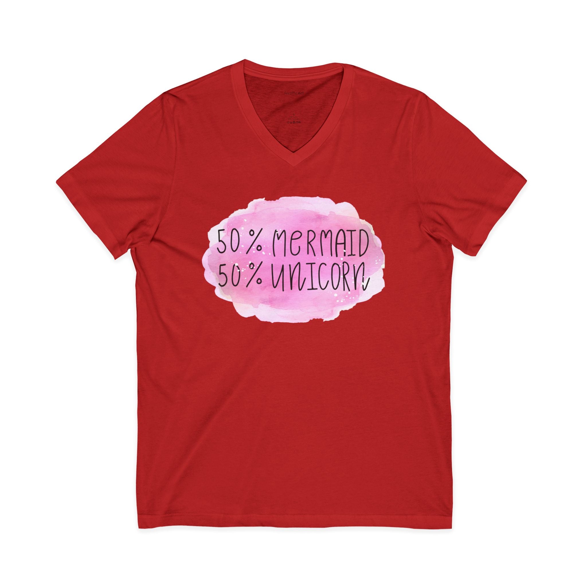 50% Mermaid 50% Unicorn - Unisex Jersey Short Sleeve V-Neck Tee