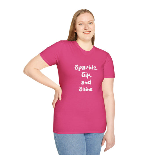 Sparkle, sip, and shine - Unisex Softstyle T-Shirt 100% Cotton Graphic