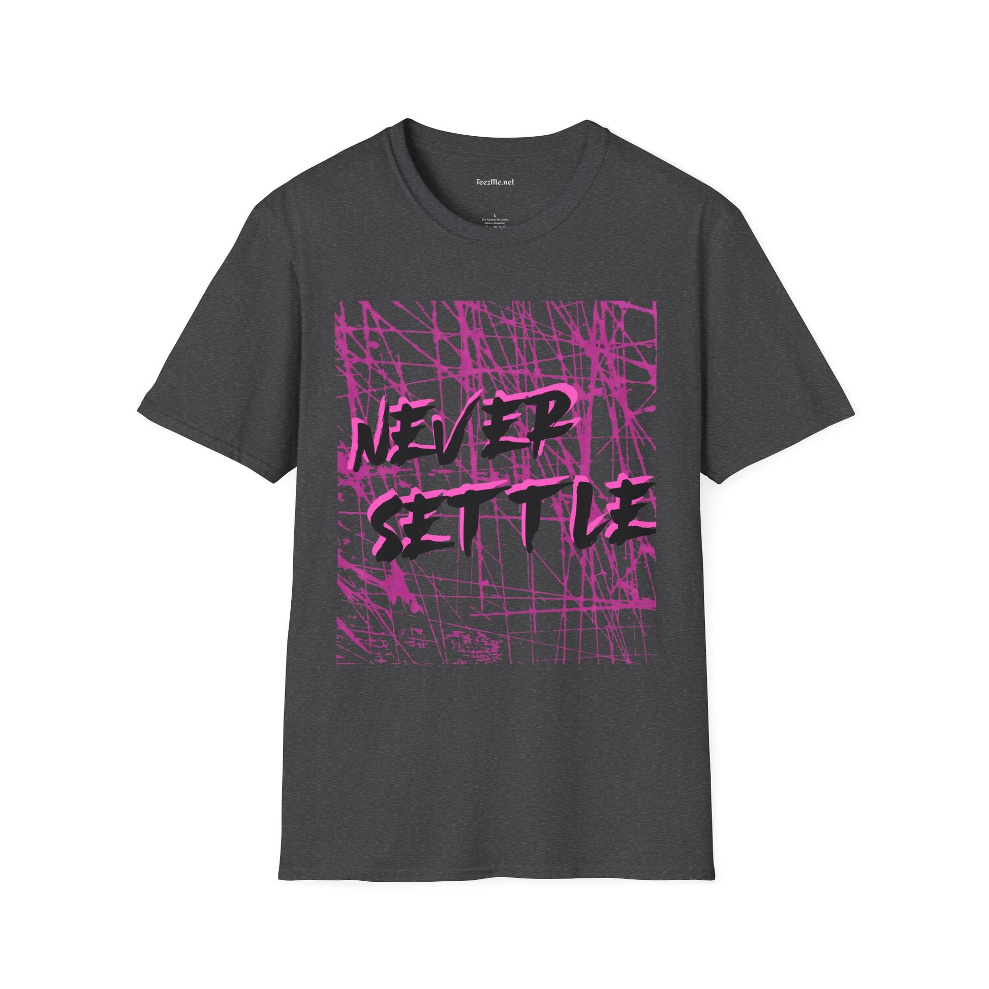 Never Settle (pink) Unisex Softstyle T-Shirt 100% Cotton