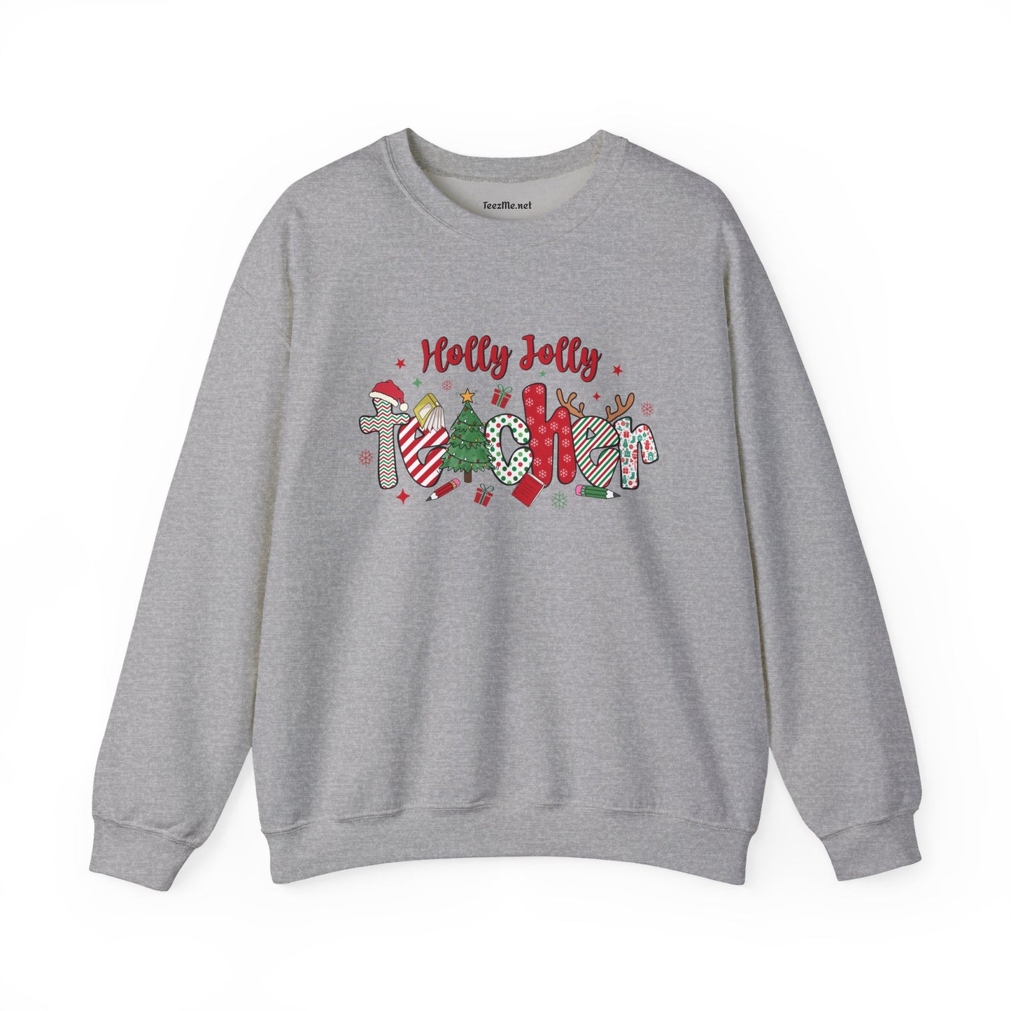 Holly Jolly Teacher Unisex Heavy Blend™ Crewneck Sweatshirt Inspirational Christmas