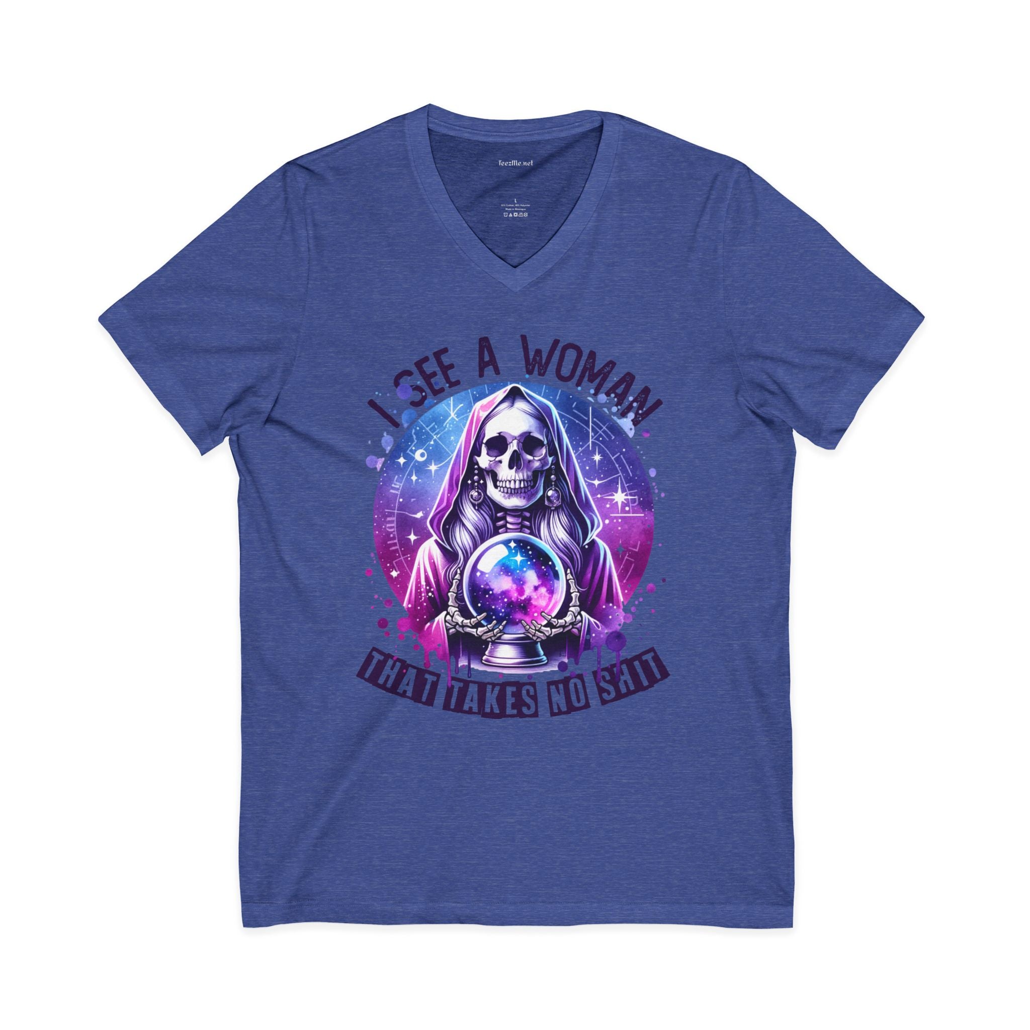 I See A Woman That Takes No Shit Tarot Unisex Jersey Short Sleeve V-Neck Tee