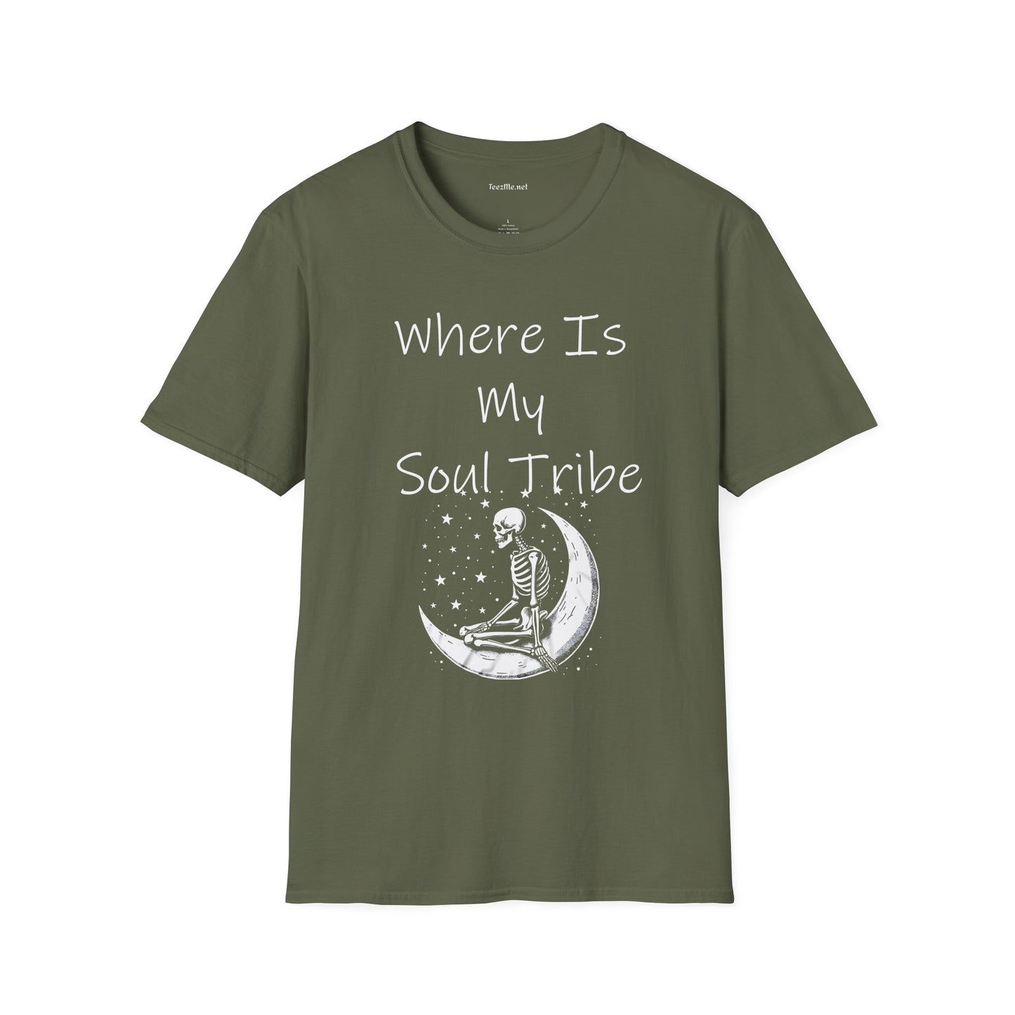 Where Is My Soul Tribe with Skeleton Unisex Soft Style T-Shirt 100% Cotton Graphic