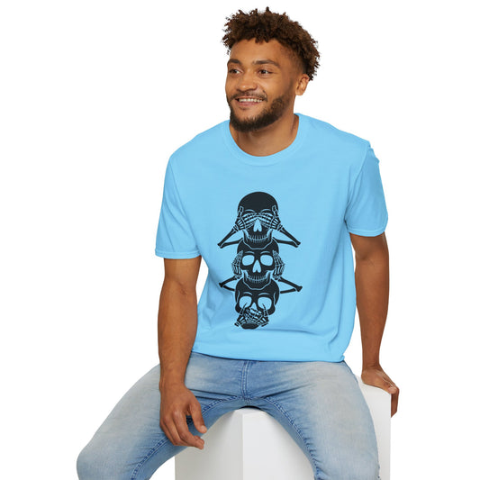 See Hear Speak No Evil Unisex Softstyle T-Shirt 100% Cotton Graphic