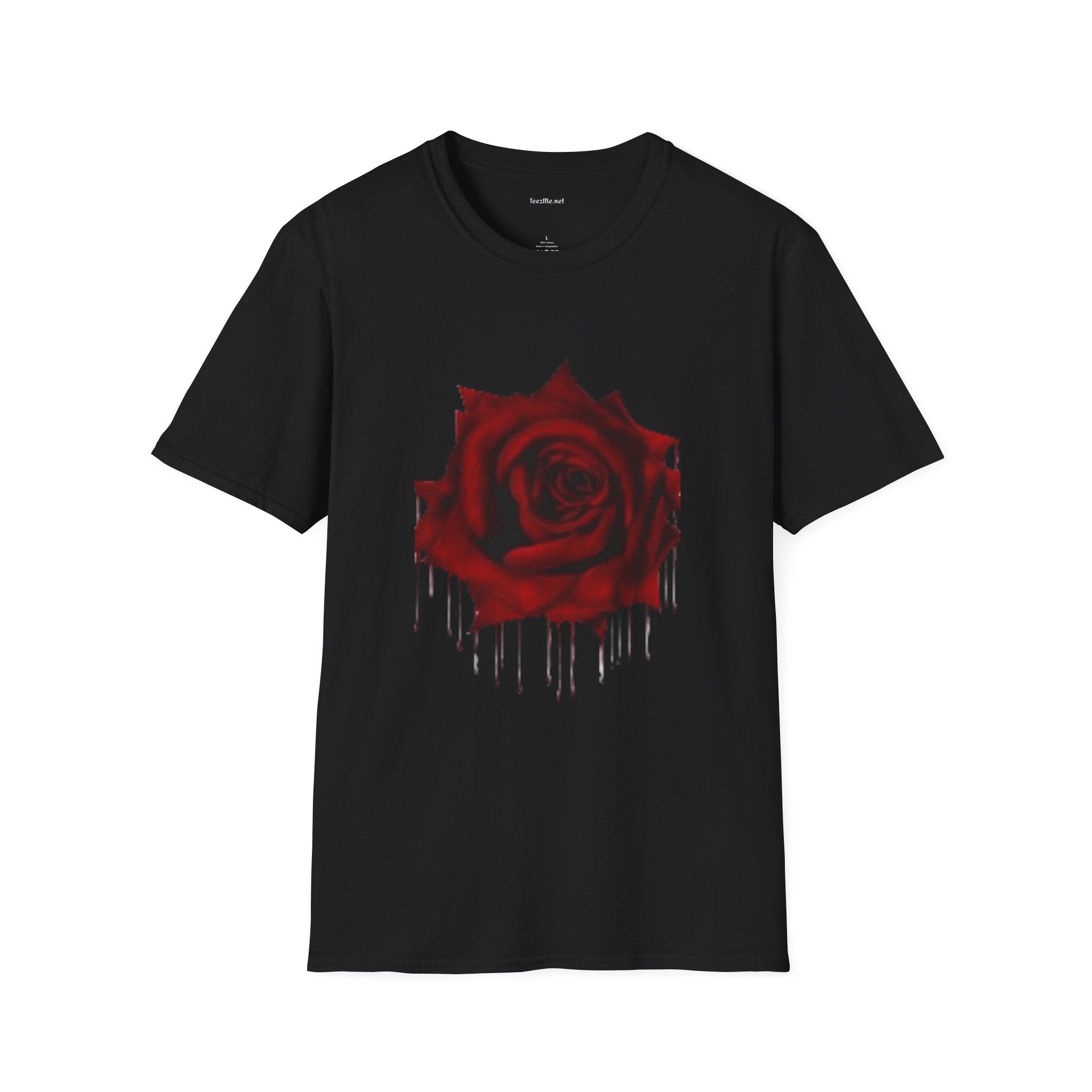 Bleeding Rose Illustration - Unisex Softstyle T-Shirt 100% Cotton Graphic