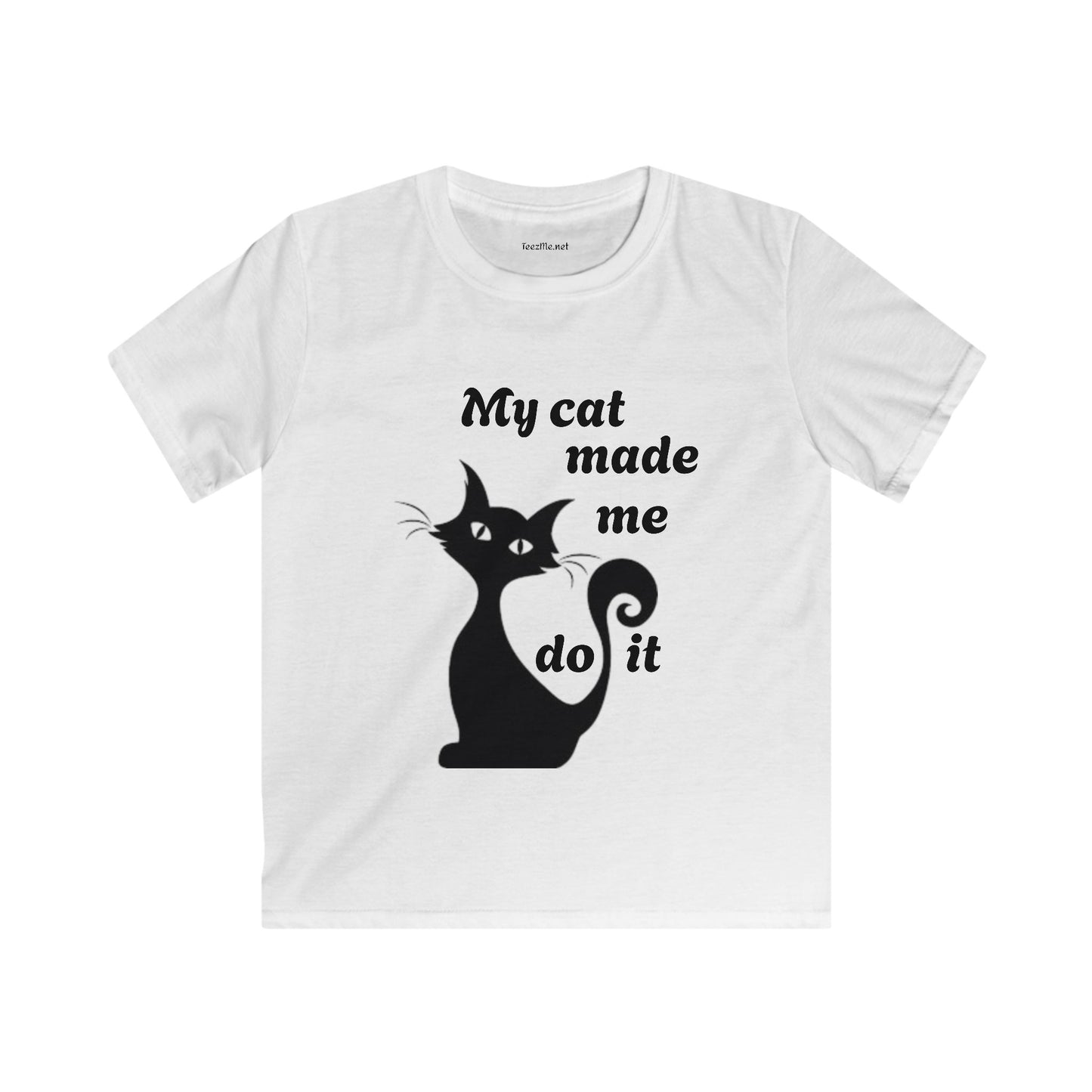 My cat made me do it - Unisex Softstyle T-Shirt 100% Cotton Graphic Petite Adult