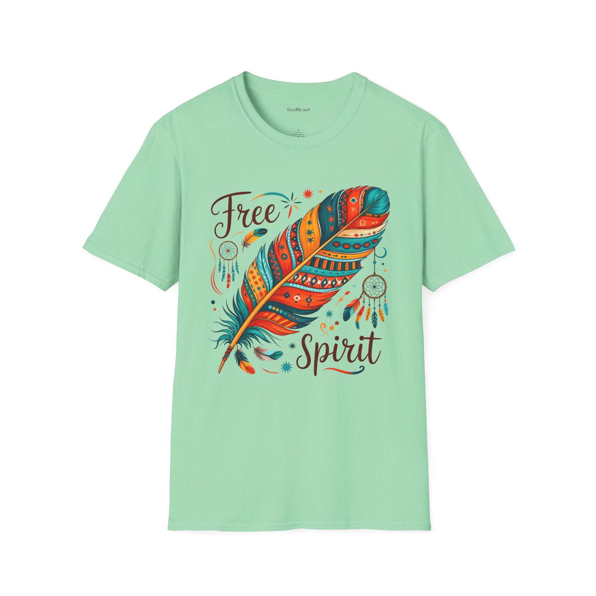 Free Spirit Boho Unisex Softstyle T-Shirt 100% Cotton Graphic