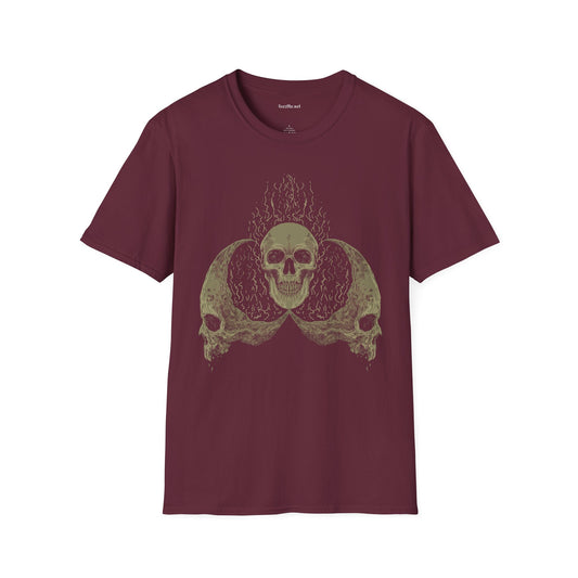 Skull Head Moon Fire Unisex Softstyle T-Shirt 100% Cotton
