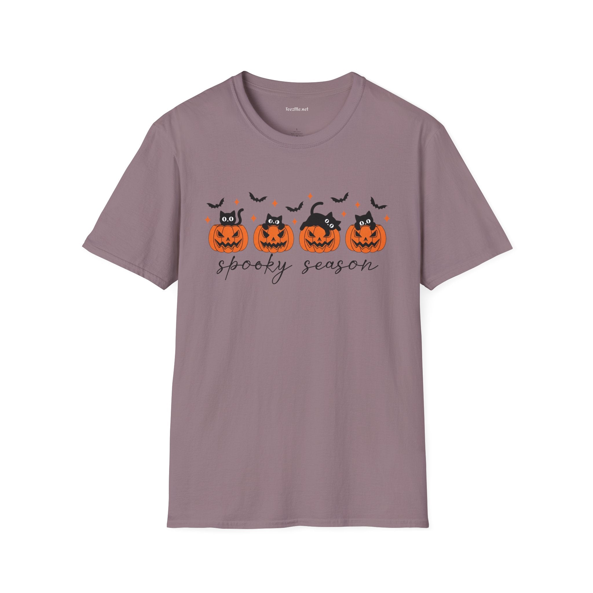 Spooky Season with Cats Unisex Softstyle T-Shirt 100% Cotton