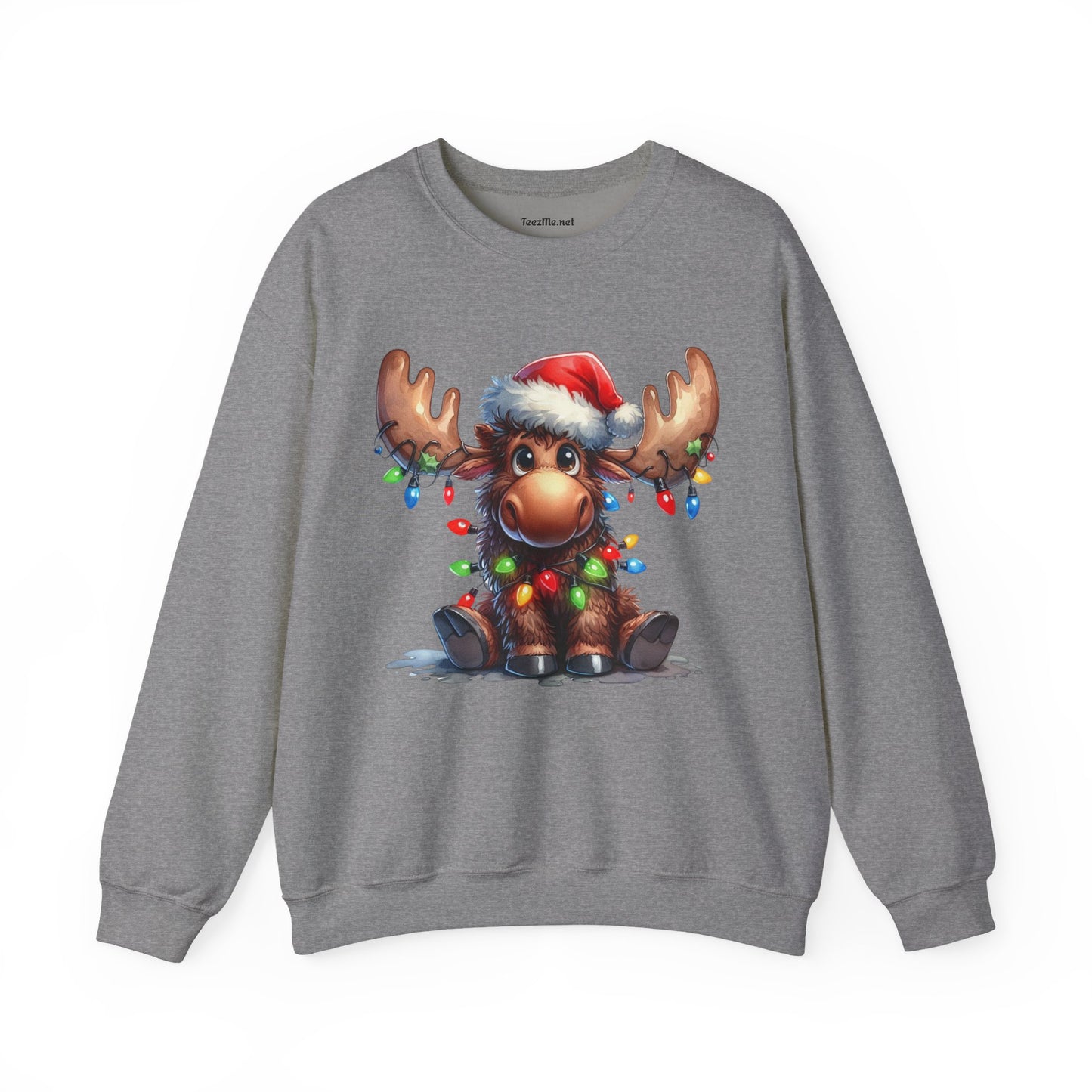 Adorable Christmas Moose Unisex Heavy Blend™ Crewneck Sweatshirt Graphic Seasonal