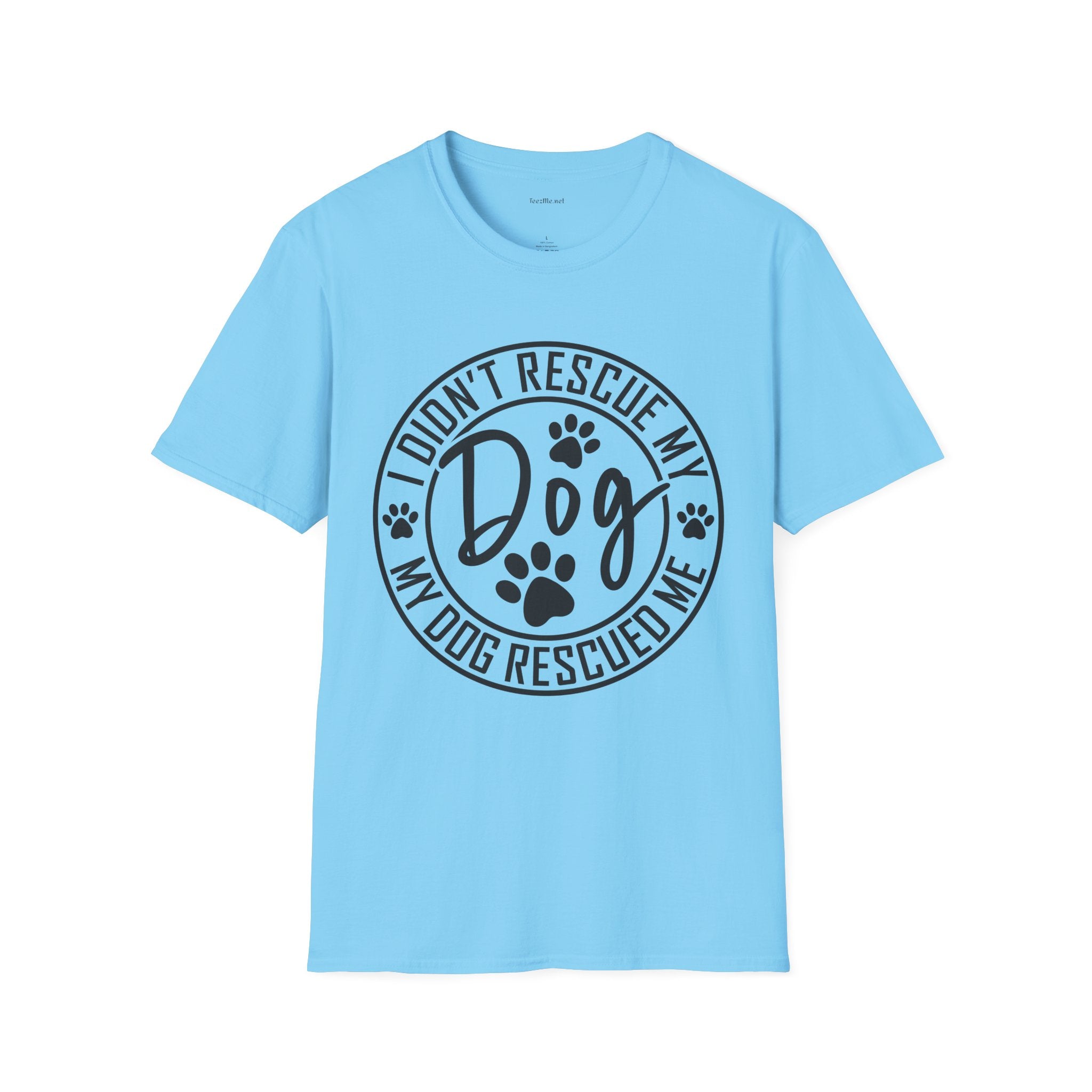 Rescue Dog T-Shirt – "I Didn't Rescue My Dog, My Dog Rescued Me" Paw Print Tee