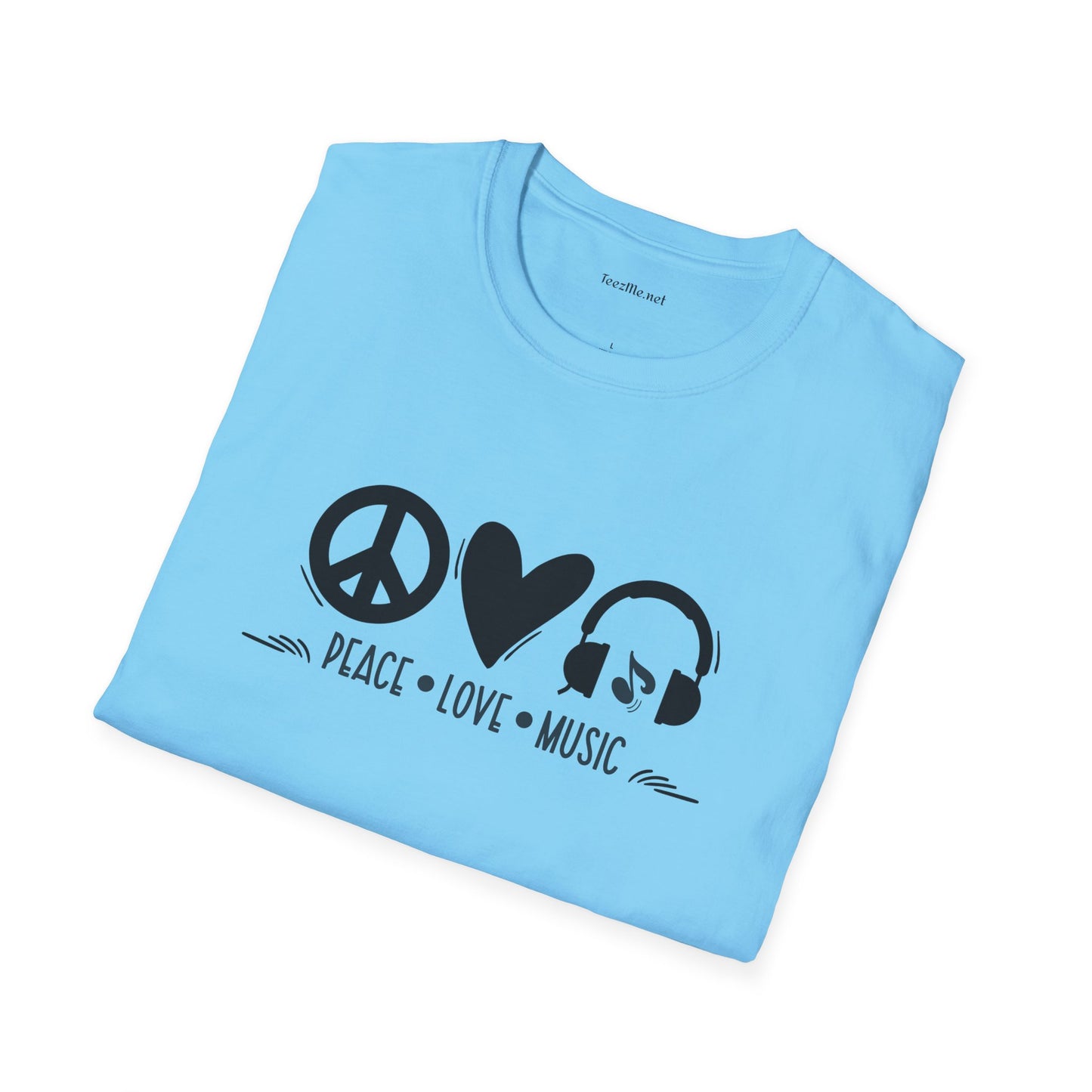 Peace Love Music - Unisex Softstyle T-Shirt 100% Cotton Graphic