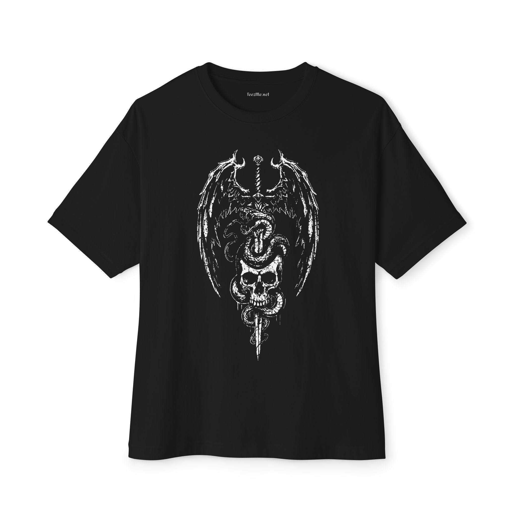 Skull & Serpent Graphic Tee — Gothic Dragon Wing Shirt