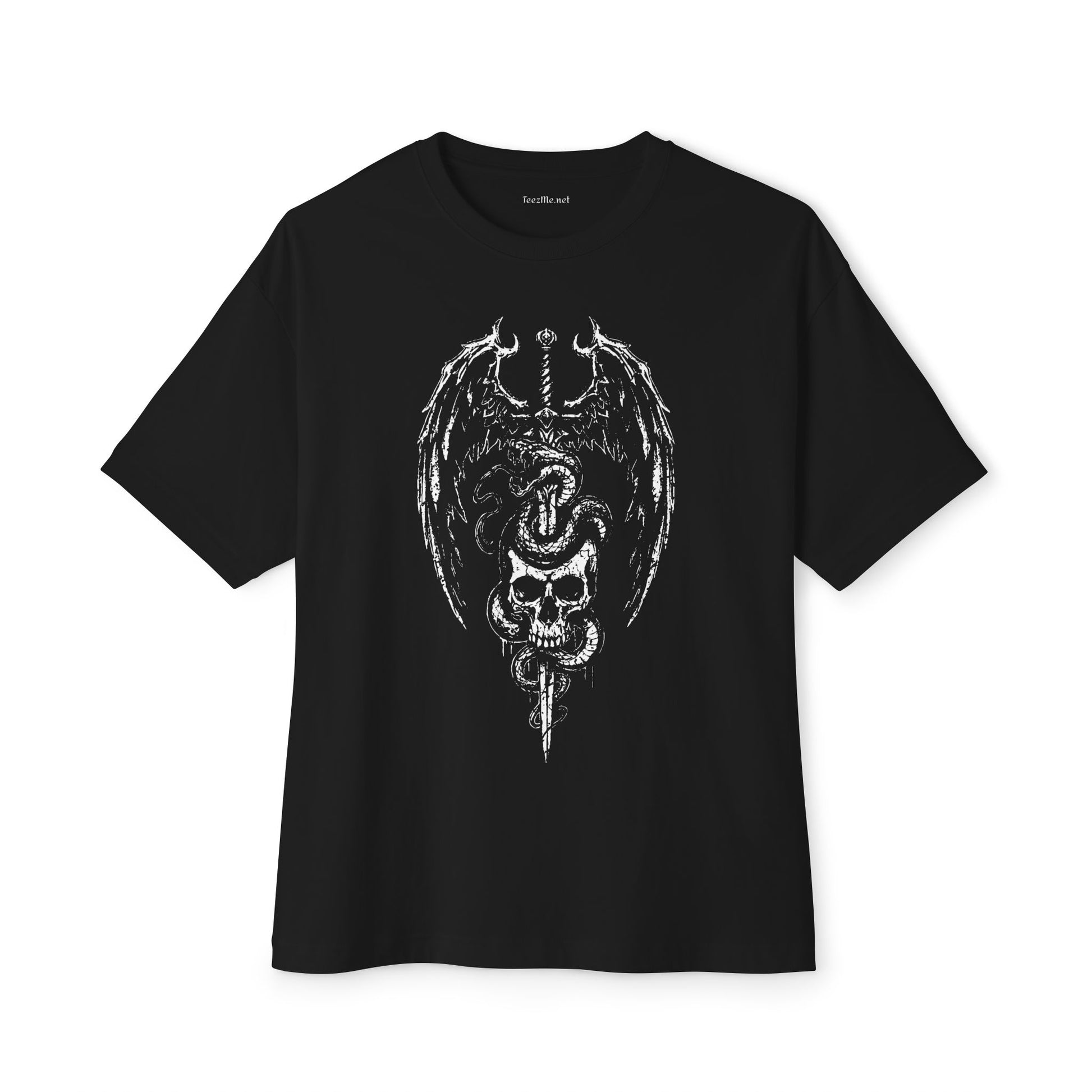 Skull & Serpent Graphic Tee — Gothic Dragon Wing Shirt