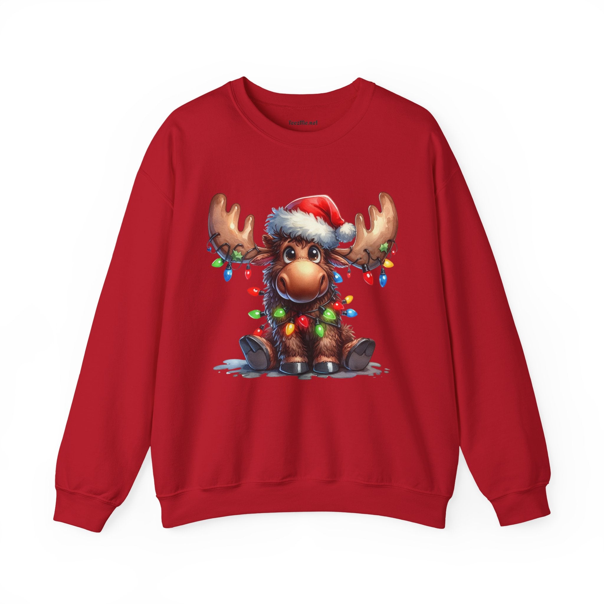 Adorable Christmas Moose Unisex Heavy Blend™ Crewneck Sweatshirt Graphic Seasonal