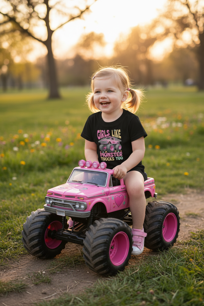Monster Truck Girls Softstyle Tee Children