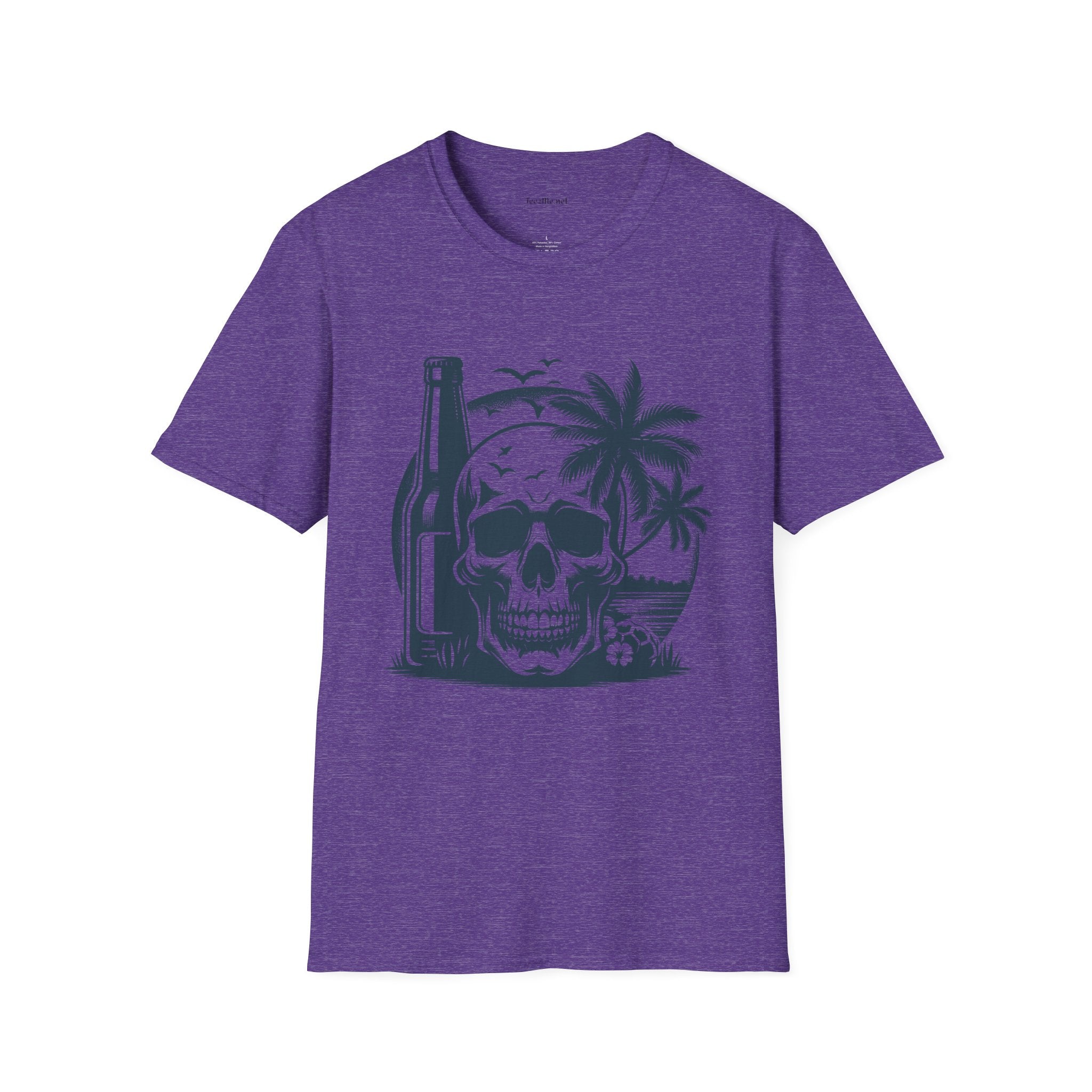 Skull with Beer 02 Unisex Softstyle T-Shirt 100% Cotton