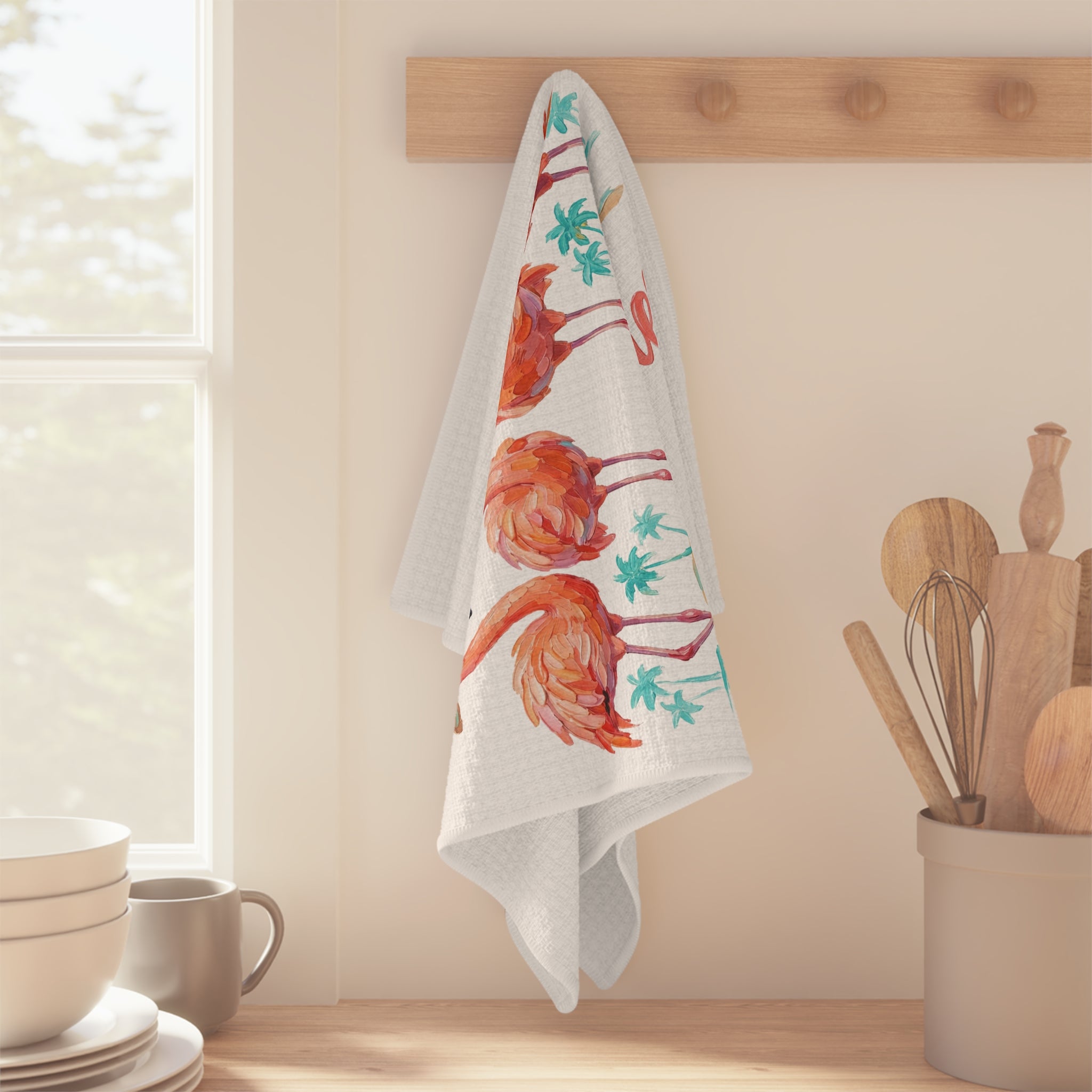 Hello Summer Flamingo Tea Towel