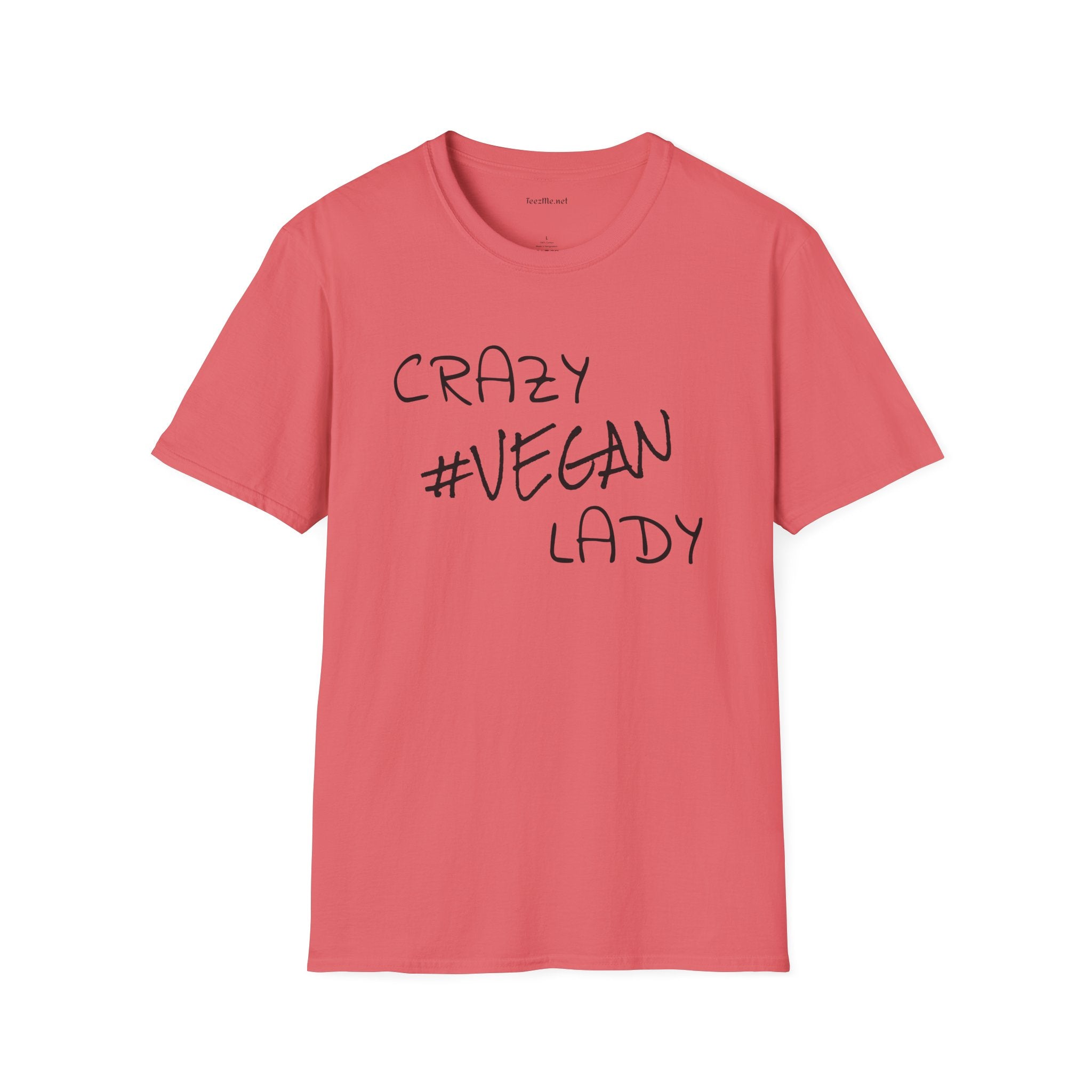Crazy #Vegan Lady Unisex Softstyle T-Shirt 100% Cotton Graphic